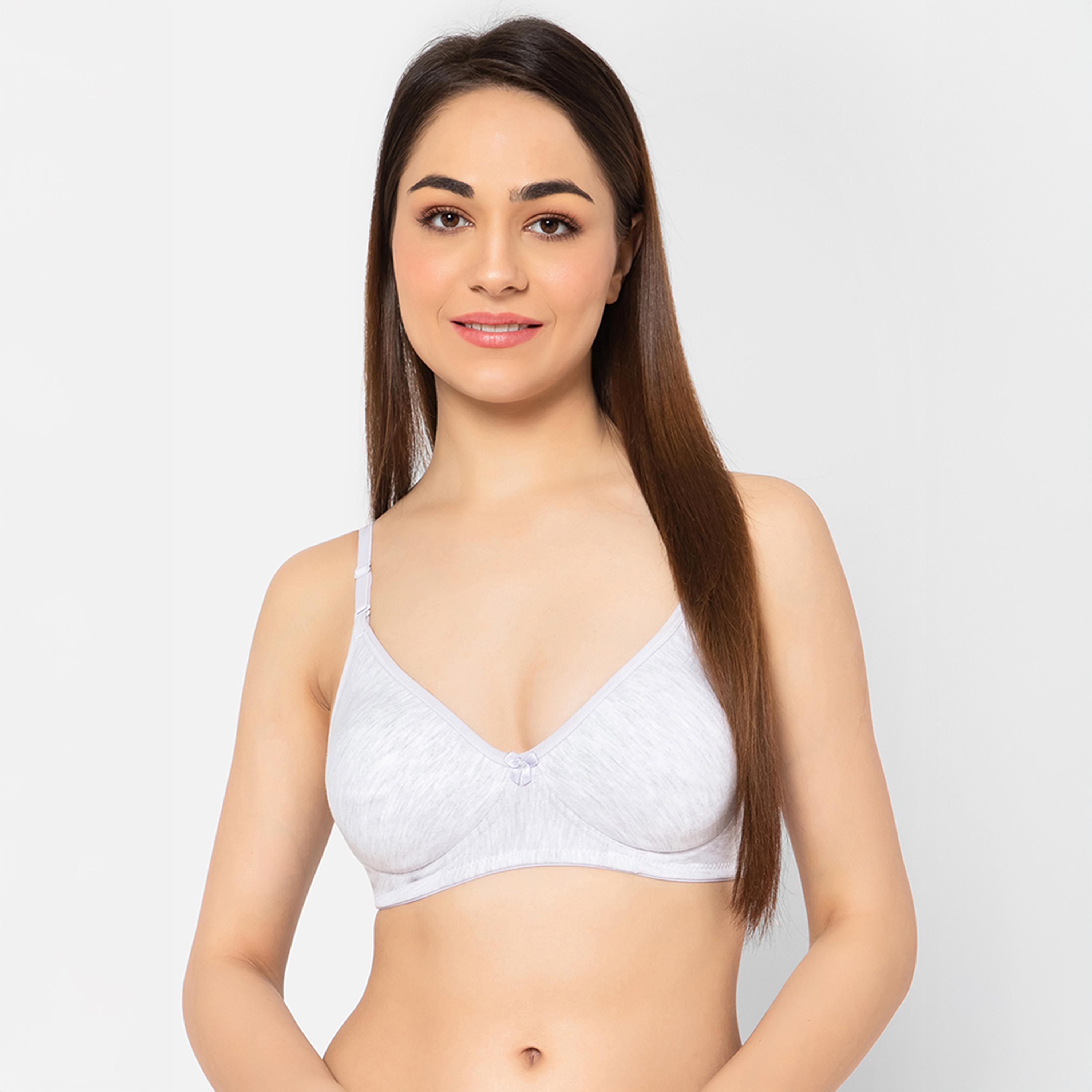 Clovia Non-Padded Non-Wired Full Cup Multiway Women's T-Shirt Bra in Light Grey Melange - Cotton Rich-women-clothing-lingerie-bras-image-1