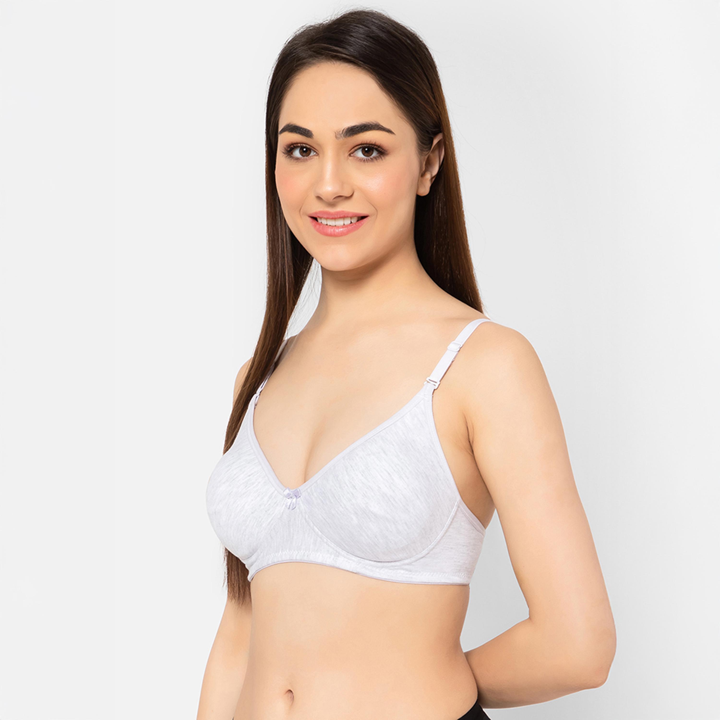 Clovia Non-Padded Non-Wired Full Cup Multiway Women's T-Shirt Bra in Light Grey Melange - Cotton Rich-women-clothing-lingerie-bras-image-2