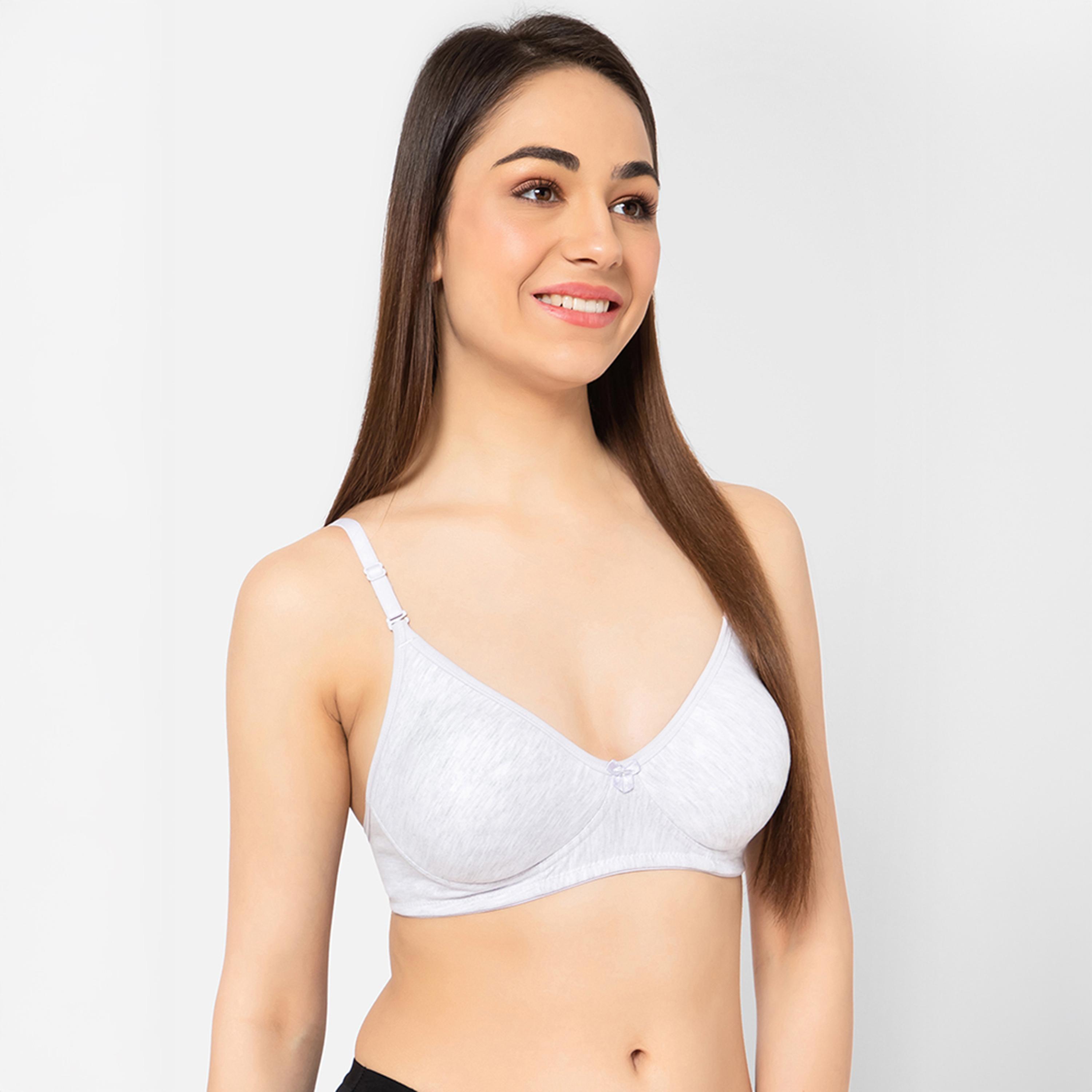 Clovia Non-Padded Non-Wired Full Cup Multiway Women's T-Shirt Bra in Light Grey Melange - Cotton Rich-women-clothing-lingerie-bras-image-3