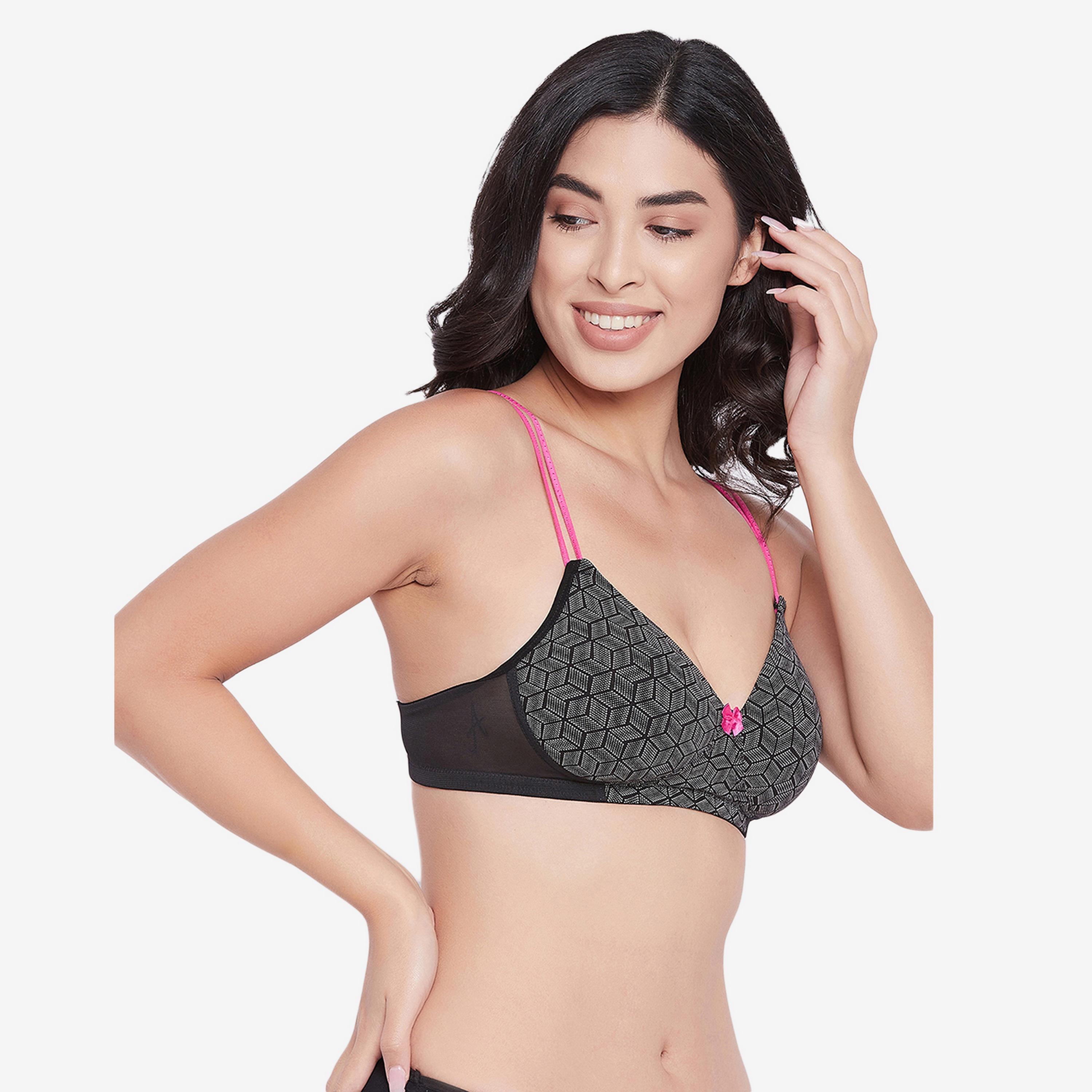 Clovia Padded Non-Wired Full Cup Printed Women's T-shirt Bra in Black-women-clothing-lingerie-bras-image-3