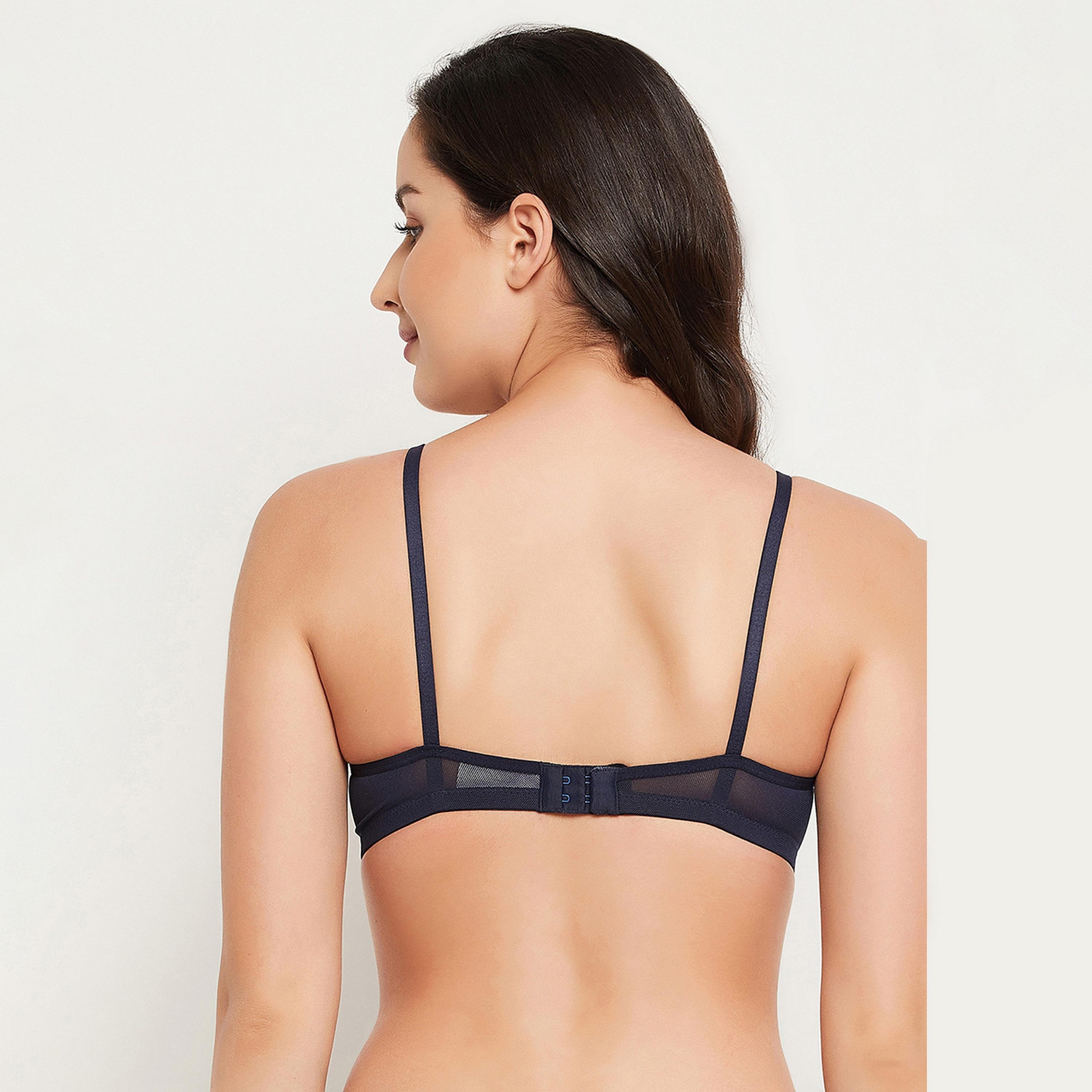 Clovia Padded Non-Wired Full Cup Floral Print Women's T-shirt Bra in Navy-women-clothing-lingerie-bras-image-4