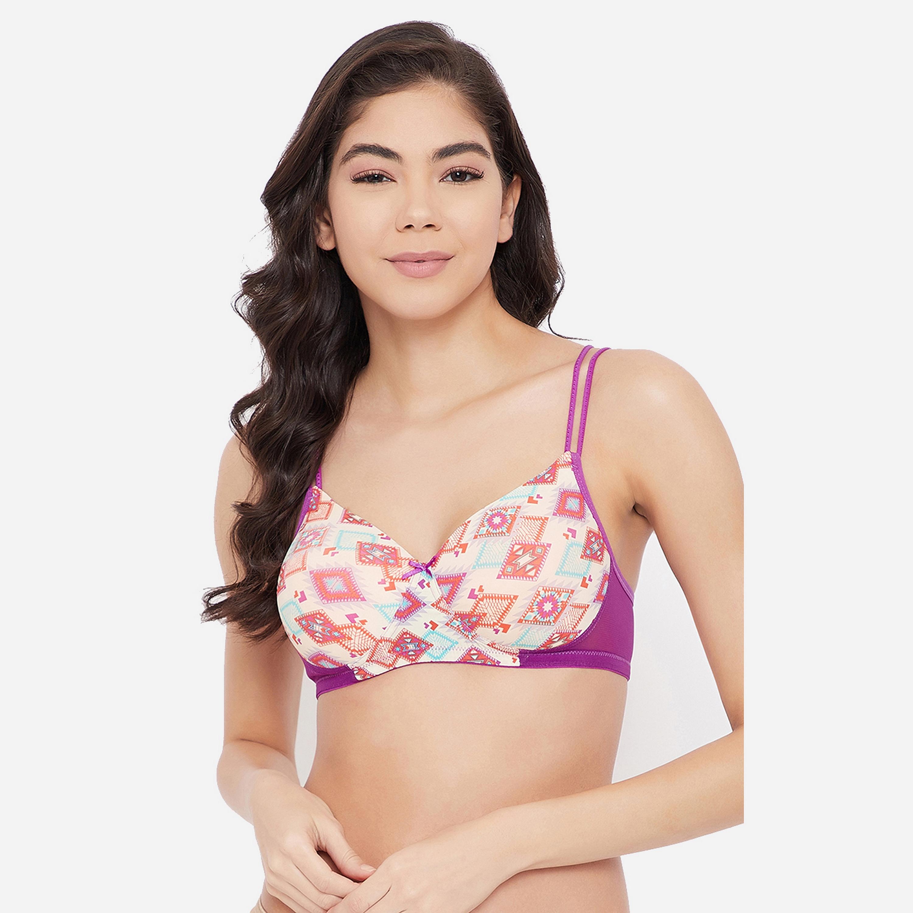 Clovia Padded Non-Wired Full Cup Printed Women's T-shirt Bra in Light Yellow-women-clothing-lingerie-bras-image-1
