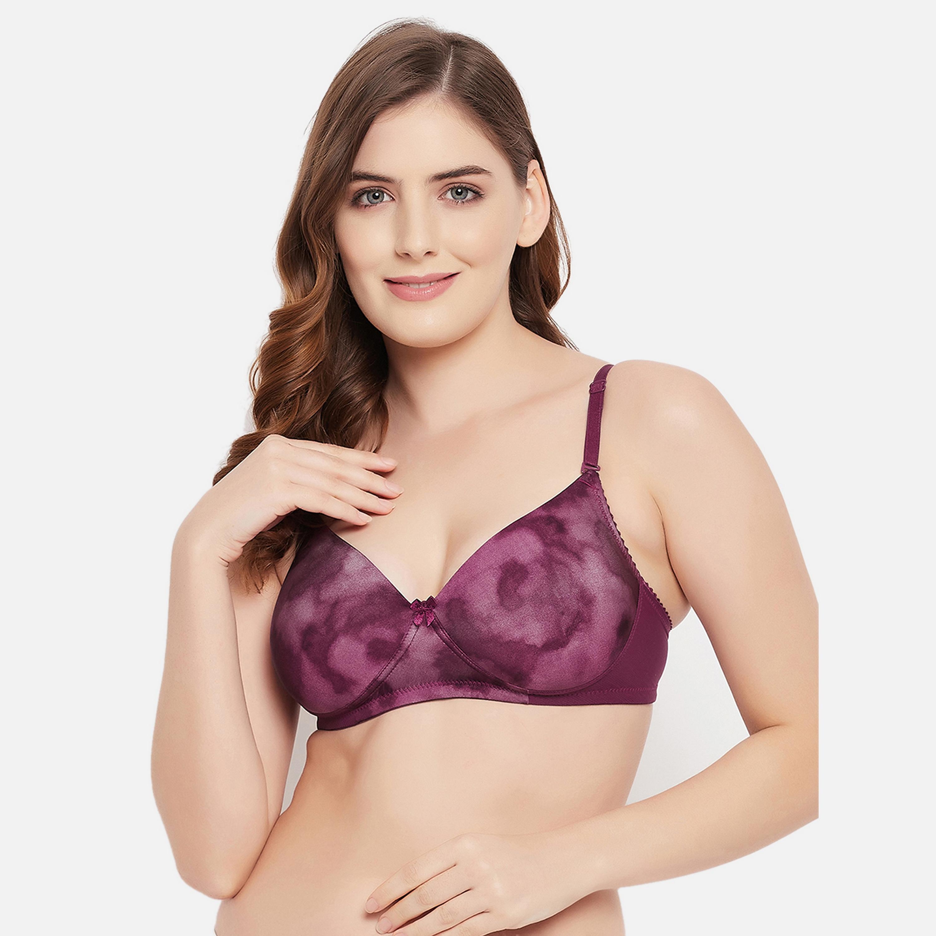 Clovia Padded Non-Wired Full Cup Acid Wash Print Women's Multiway T-shirt Bra in Purple-women-clothing-lingerie-bras-image-1