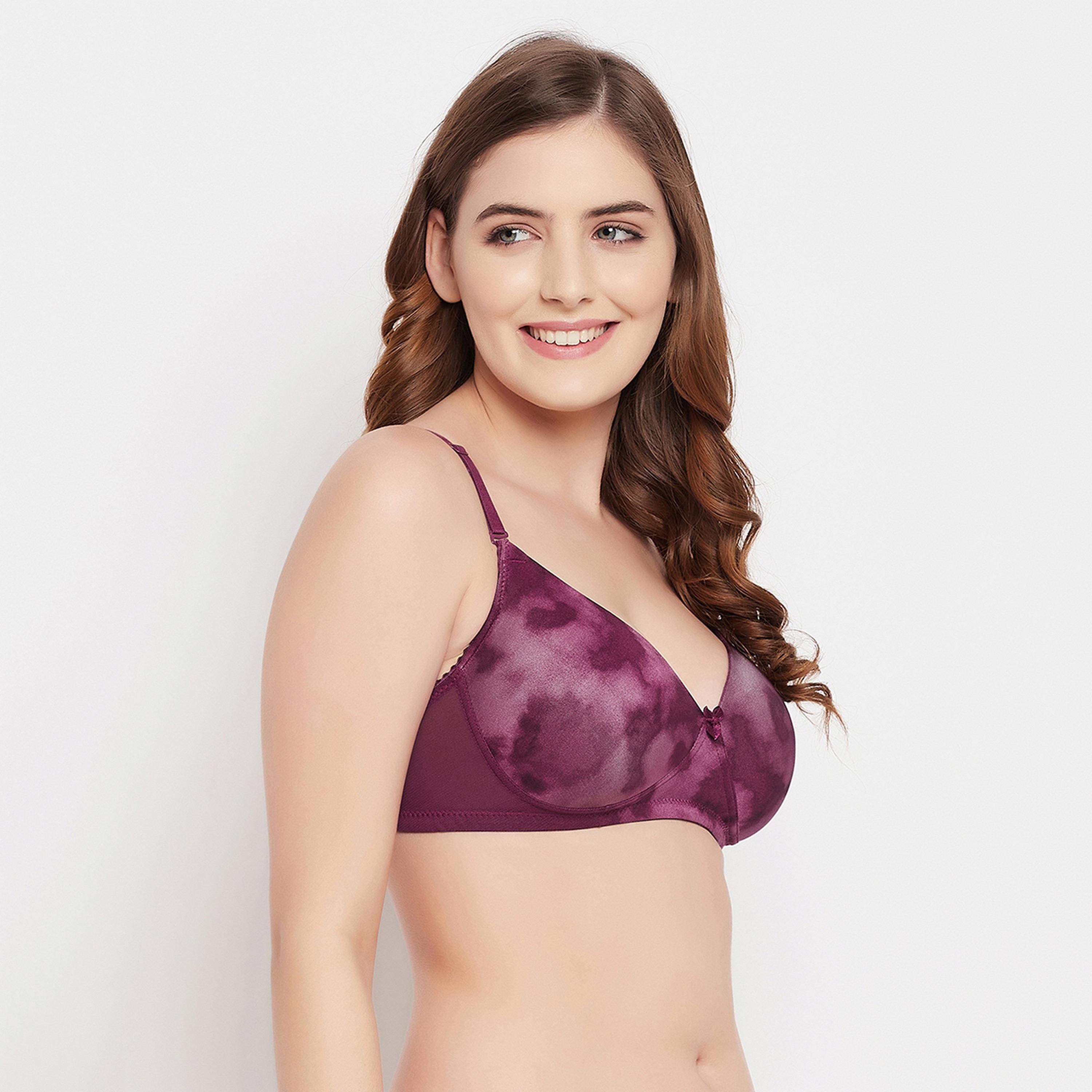 Clovia Padded Non-Wired Full Cup Acid Wash Print Women's Multiway T-shirt Bra in Purple-women-clothing-lingerie-bras-image-3