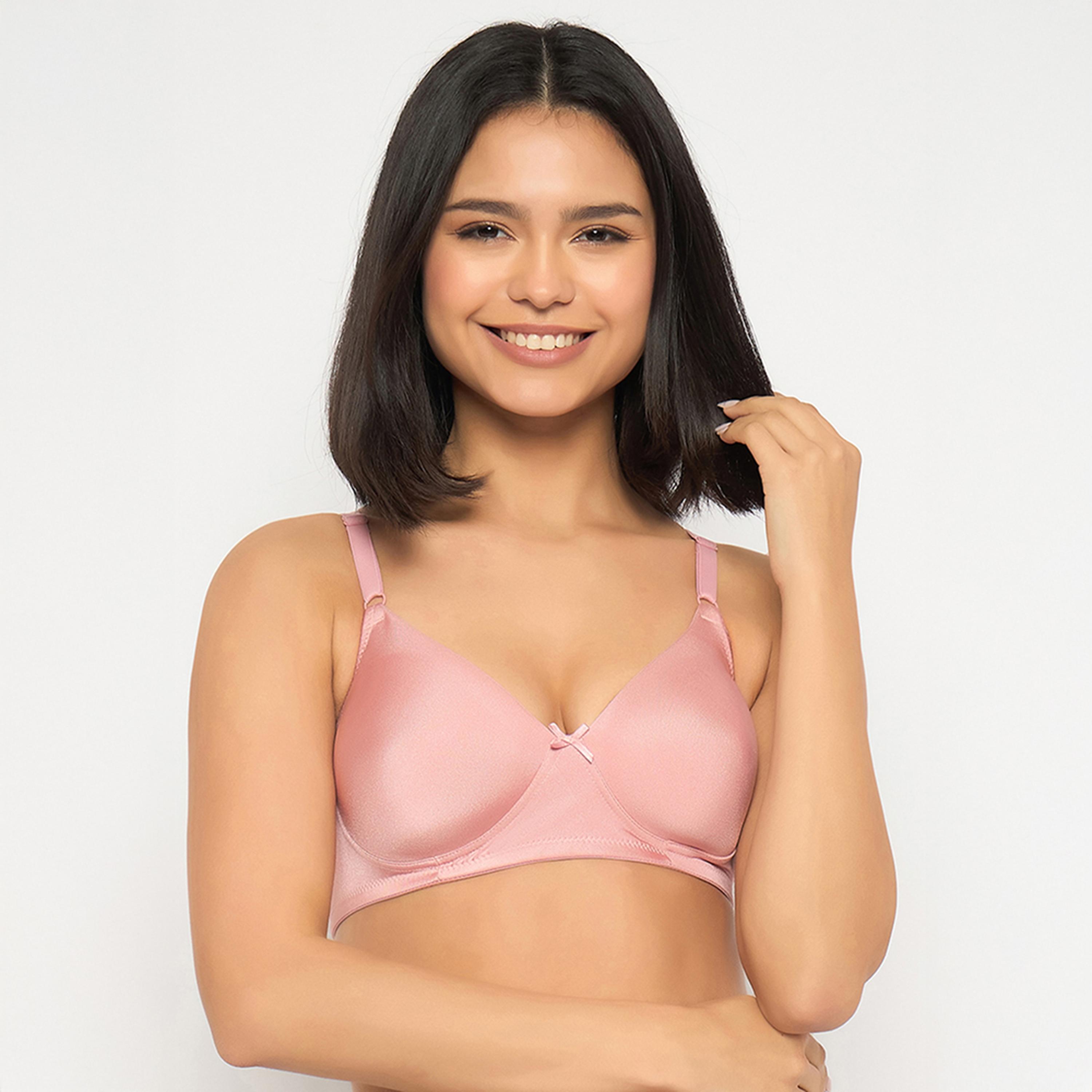 حمالة صدر تي شيرت مبطنة، بدون سلك، بتغطية كاملة - وردي فاتح من كلوفيا-women-clothing-lingerie-bras-image-1