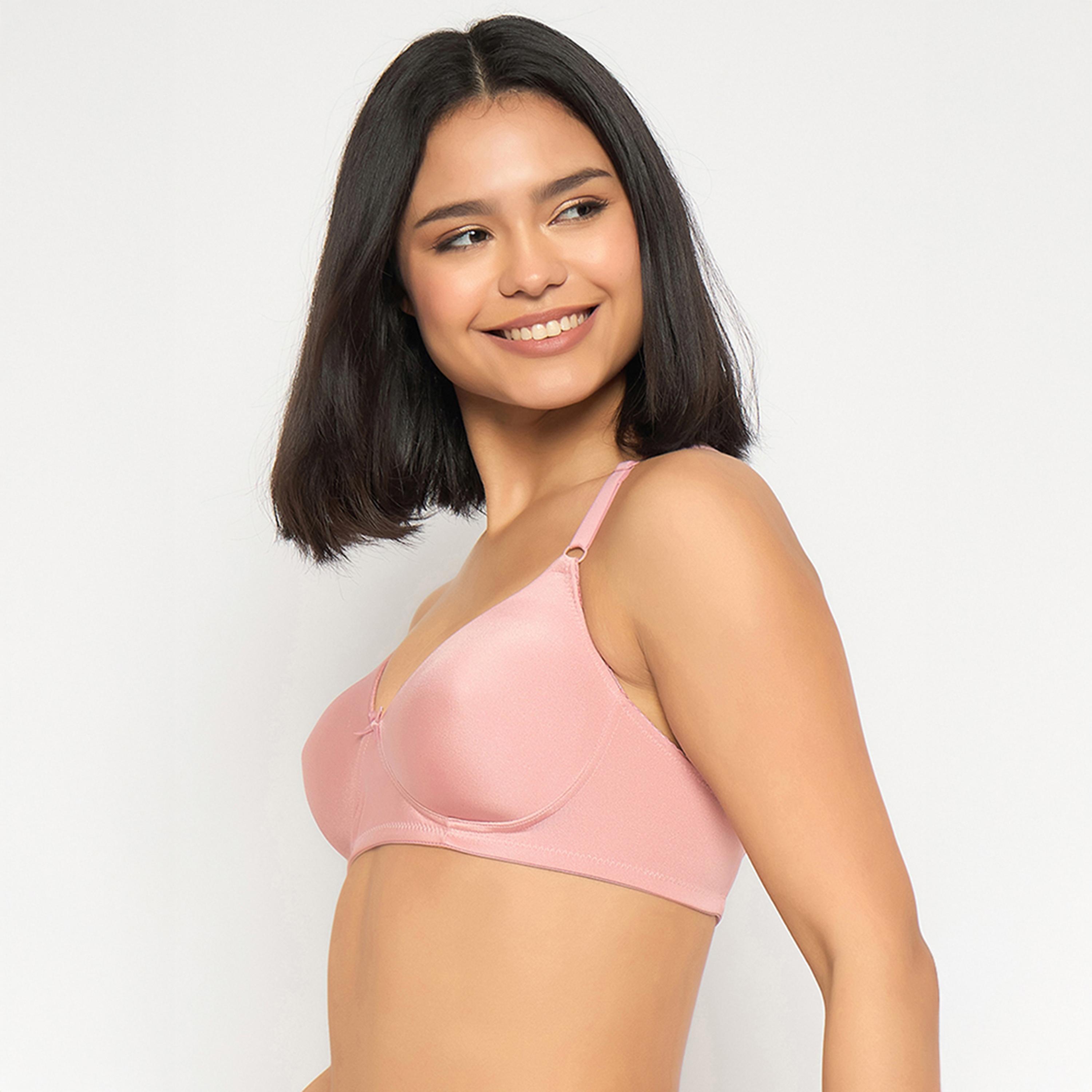 حمالة صدر تي شيرت مبطنة، بدون سلك، بتغطية كاملة - وردي فاتح من كلوفيا-women-clothing-lingerie-bras-image-2