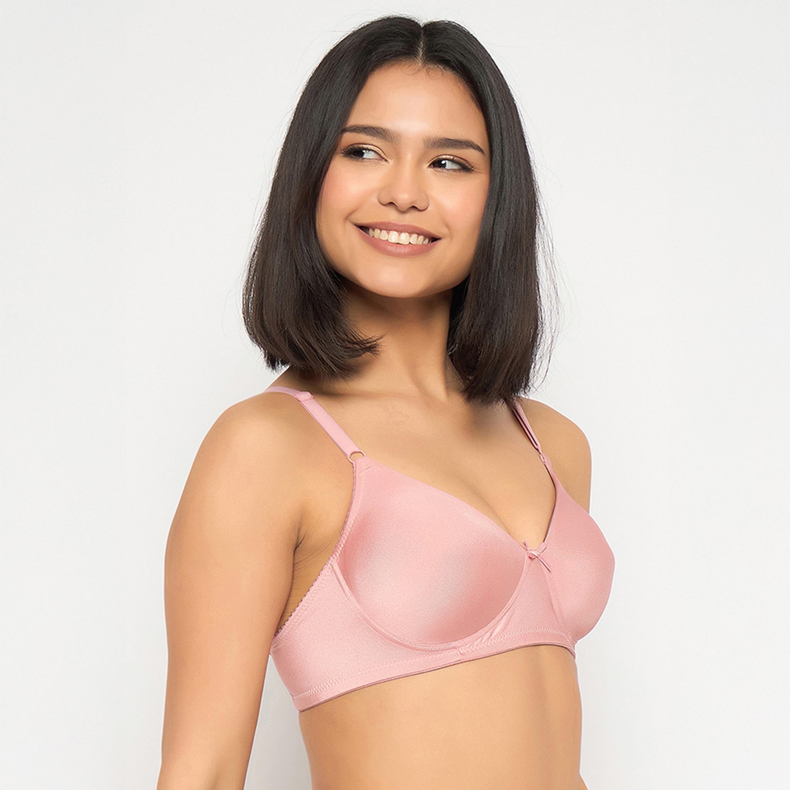 حمالة صدر تي شيرت مبطنة، بدون سلك، بتغطية كاملة - وردي فاتح من كلوفيا-women-clothing-lingerie-bras-image-3