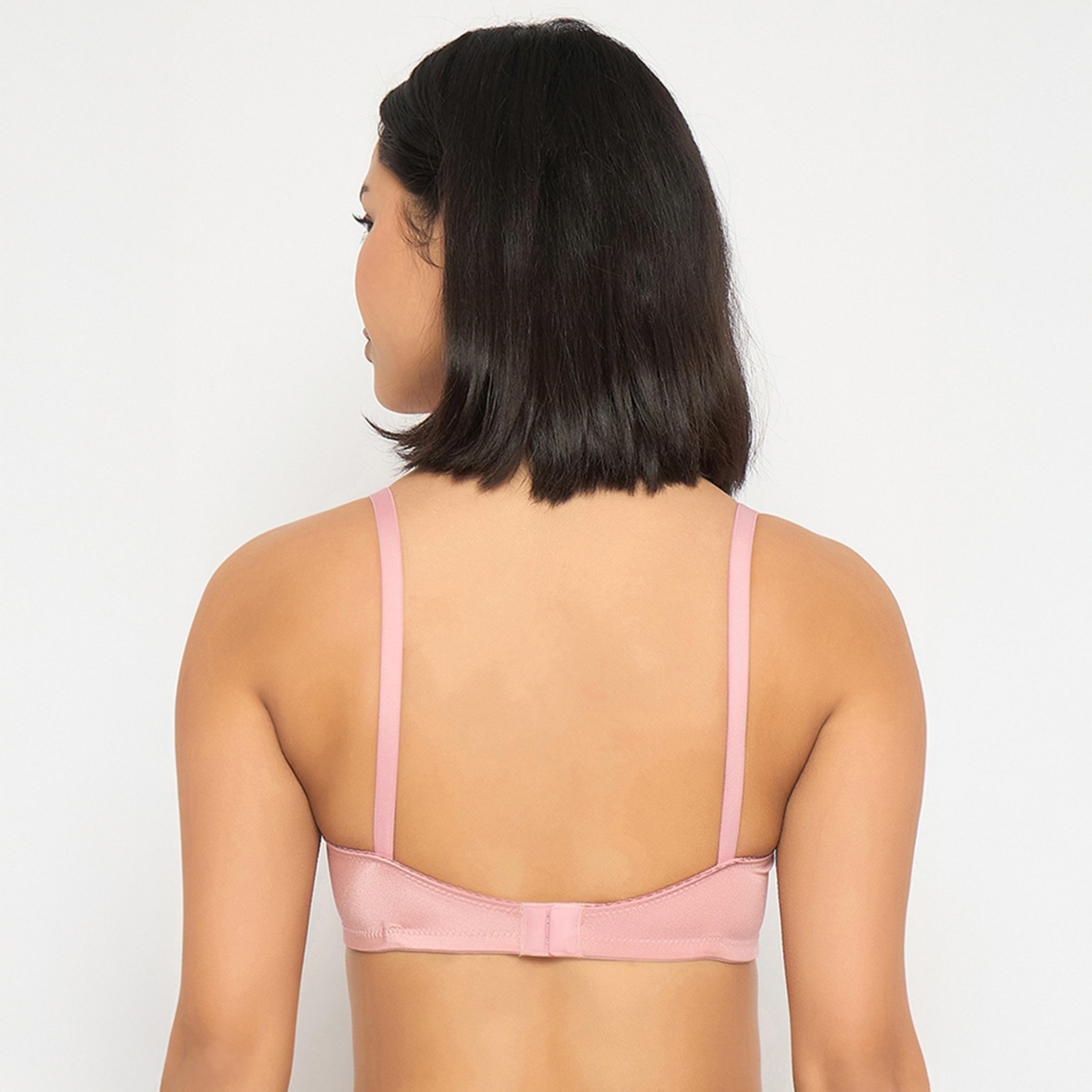 حمالة صدر تي شيرت مبطنة، بدون سلك، بتغطية كاملة - وردي فاتح من كلوفيا-women-clothing-lingerie-bras-image-4