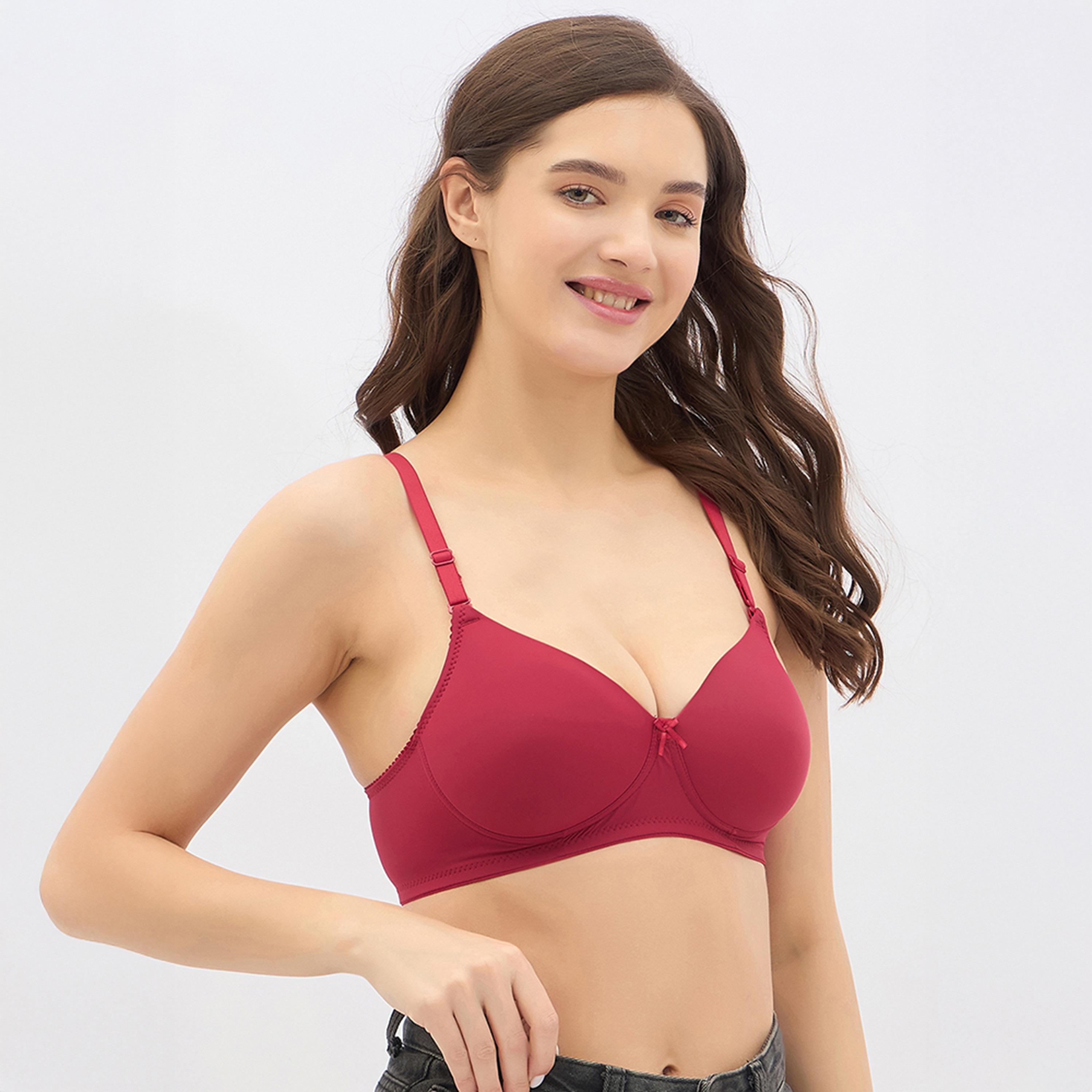Clovia Padded Non-Wired Full Coverage Multiway Women's T-Shirt Bra in Maroon-women-clothing-lingerie-bras-image-3