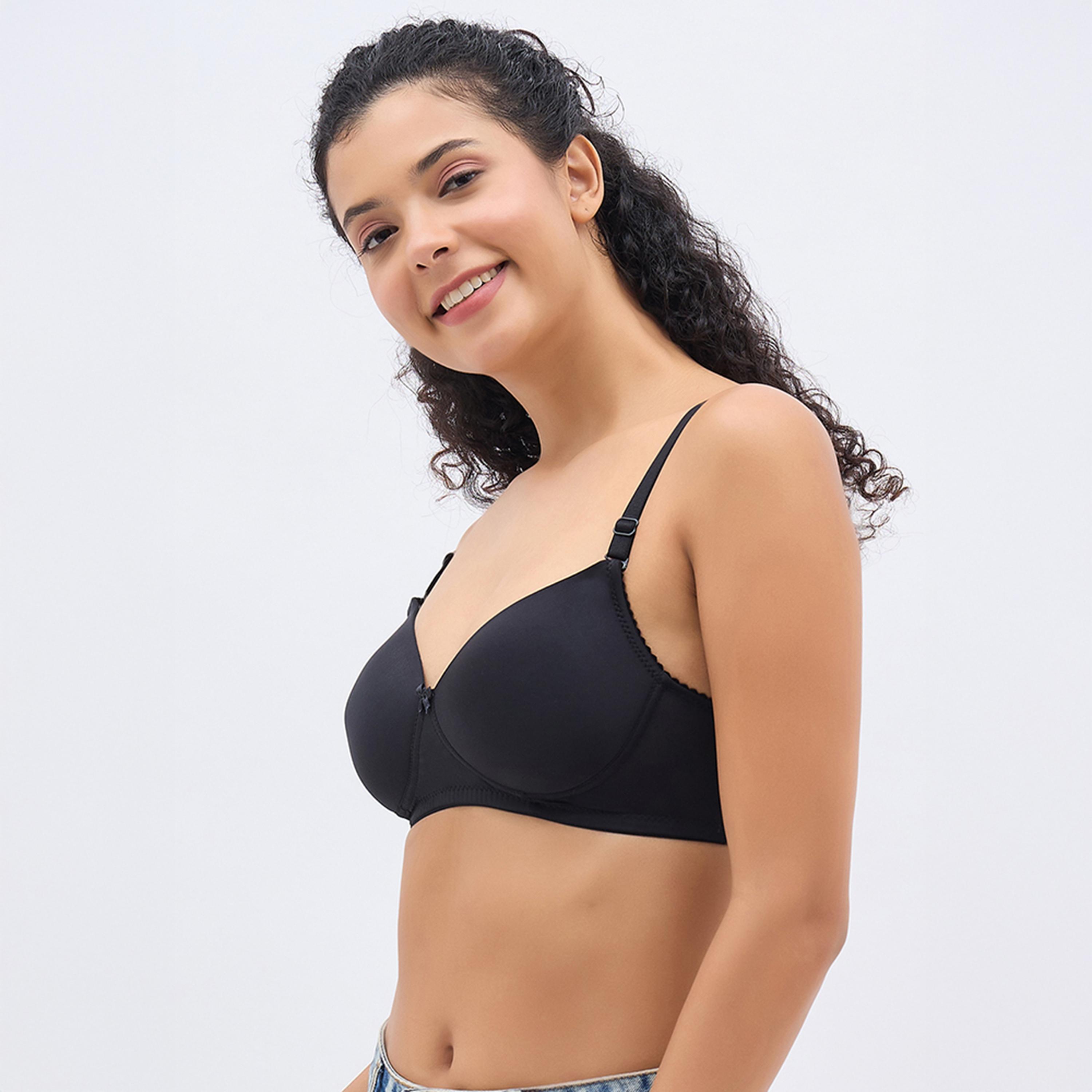Clovia Padded Non-Wired Full Coverage Multiway Women's T-Shirt Bra in Black-women-clothing-lingerie-bras-image-2
