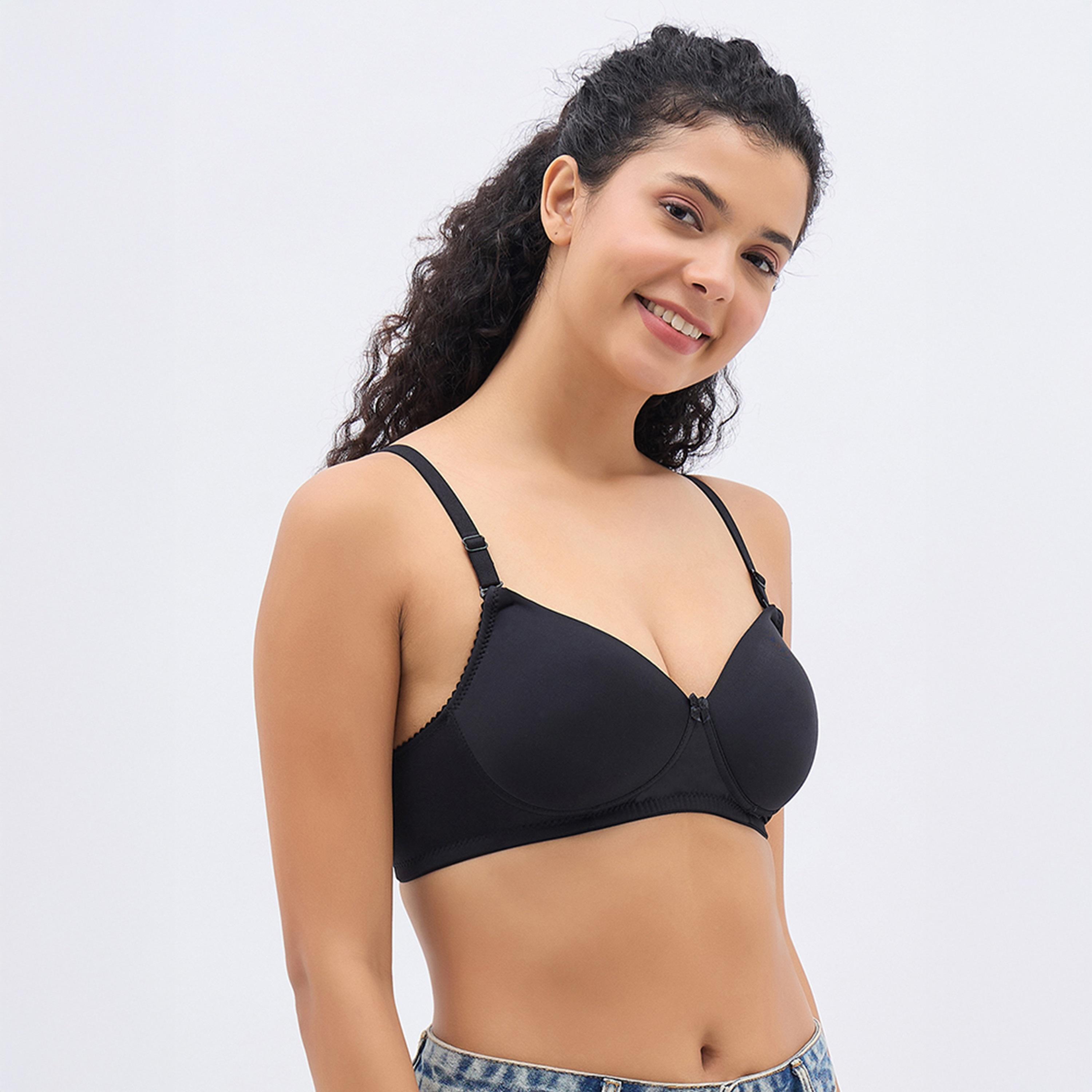 Clovia Padded Non-Wired Full Coverage Multiway Women's T-Shirt Bra in Black-women-clothing-lingerie-bras-image-3