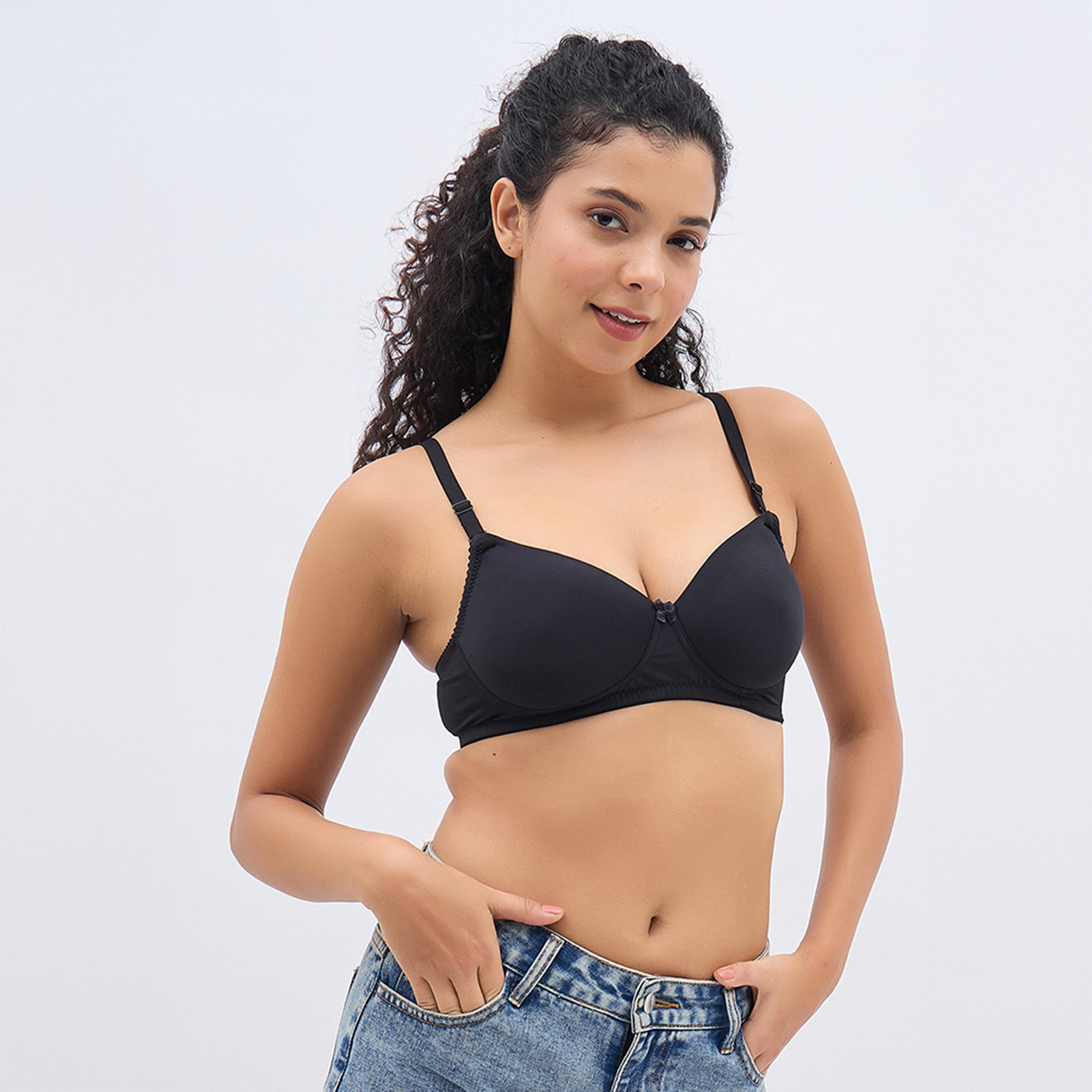 Clovia Padded Non-Wired Full Coverage Multiway Women's T-Shirt Bra in Black-women-clothing-lingerie-bras-image-6