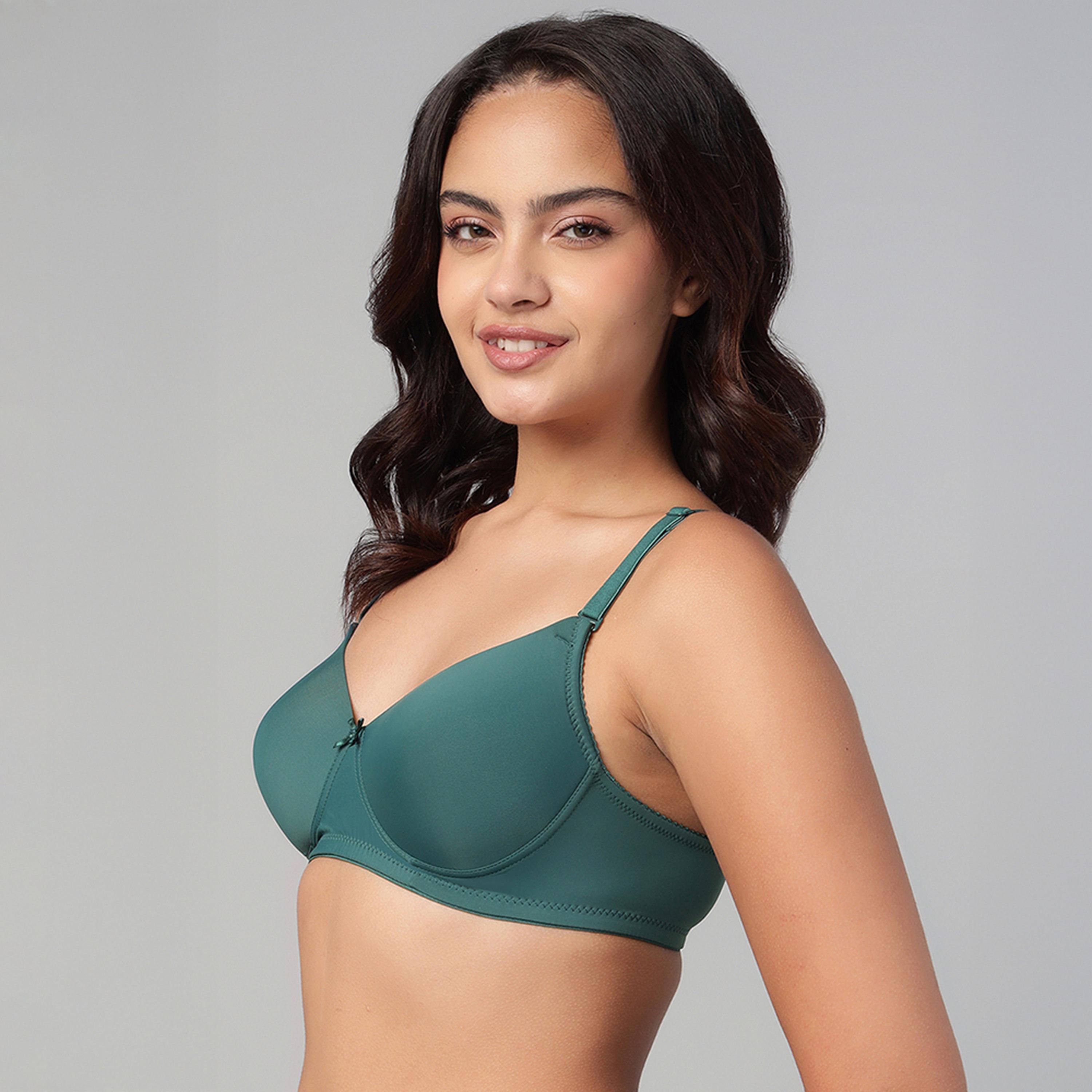 Clovia Padded Non-Wired Full Coverage Multiway Women's T-Shirt Bra in Teal Green-women-clothing-lingerie-bras-image-2