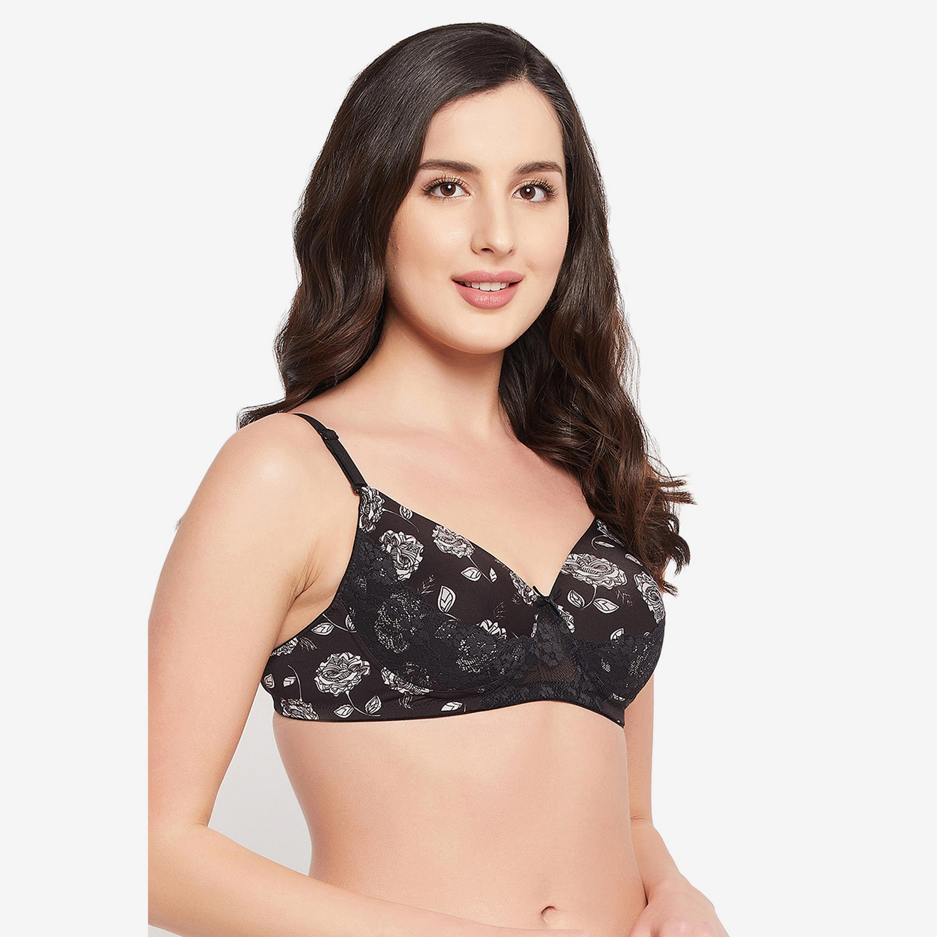 Clovia Padded Non-Wired Full Cup Floral Print Women's Multiway T-shirt Bra in Black-women-clothing-lingerie-bras-image-3