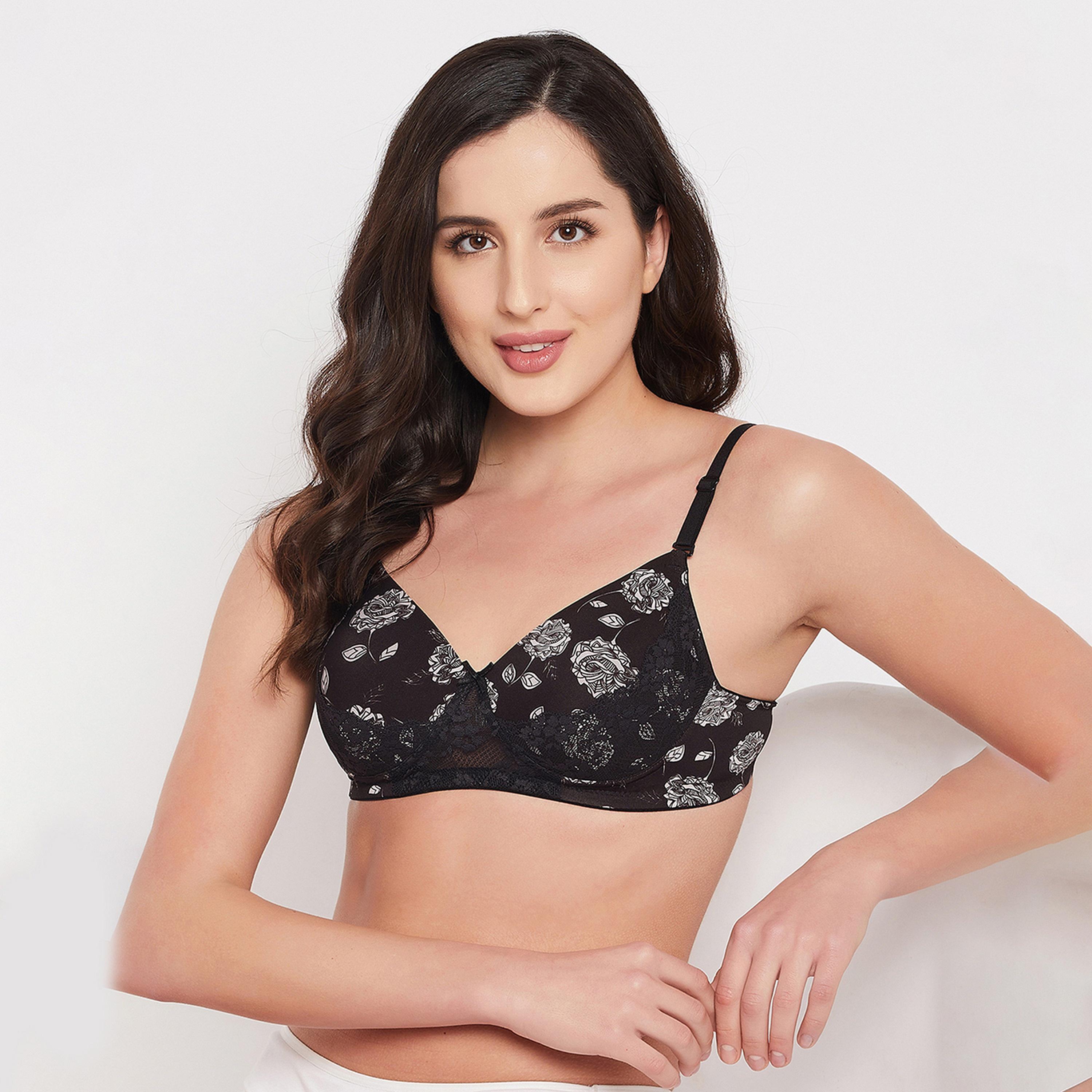 Clovia Padded Non-Wired Full Cup Floral Print Women's Multiway T-shirt Bra in Black-women-clothing-lingerie-bras-image-6