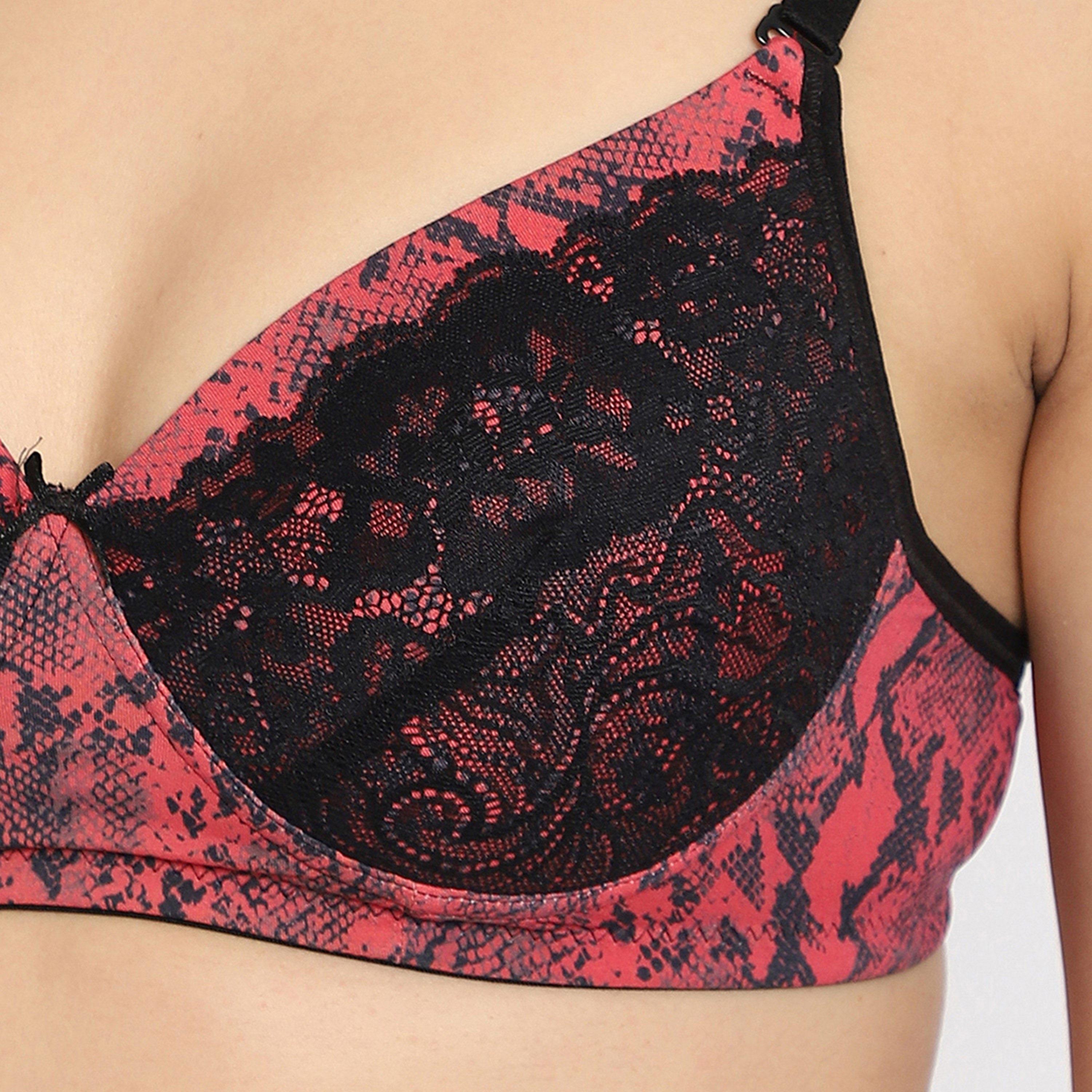 Clovia Lightly Padded Non-Wired Full Cup Snakeskin Print Multiway Women's Bridal Bra in Pink - Lace-women-clothing-lingerie-bras-image-5