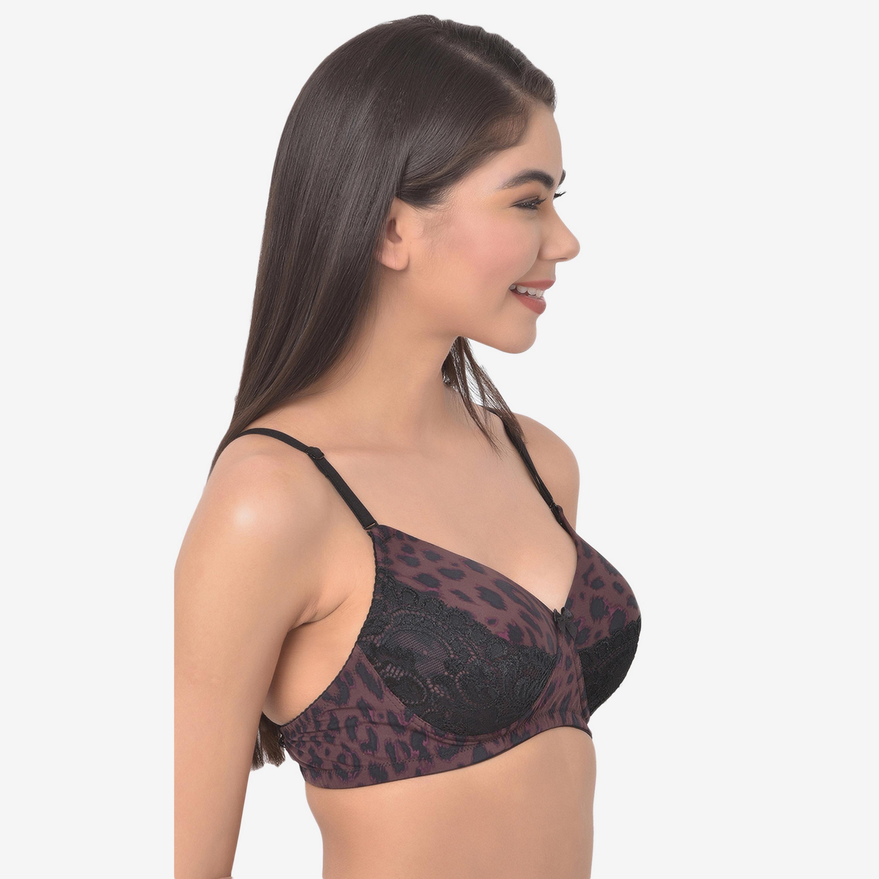 Clovia Padded Non-Wired Full Cup Multiway Animal Print Women's Bridal Bra in Dark Purple - Lace-women-clothing-lingerie-bras-image-3