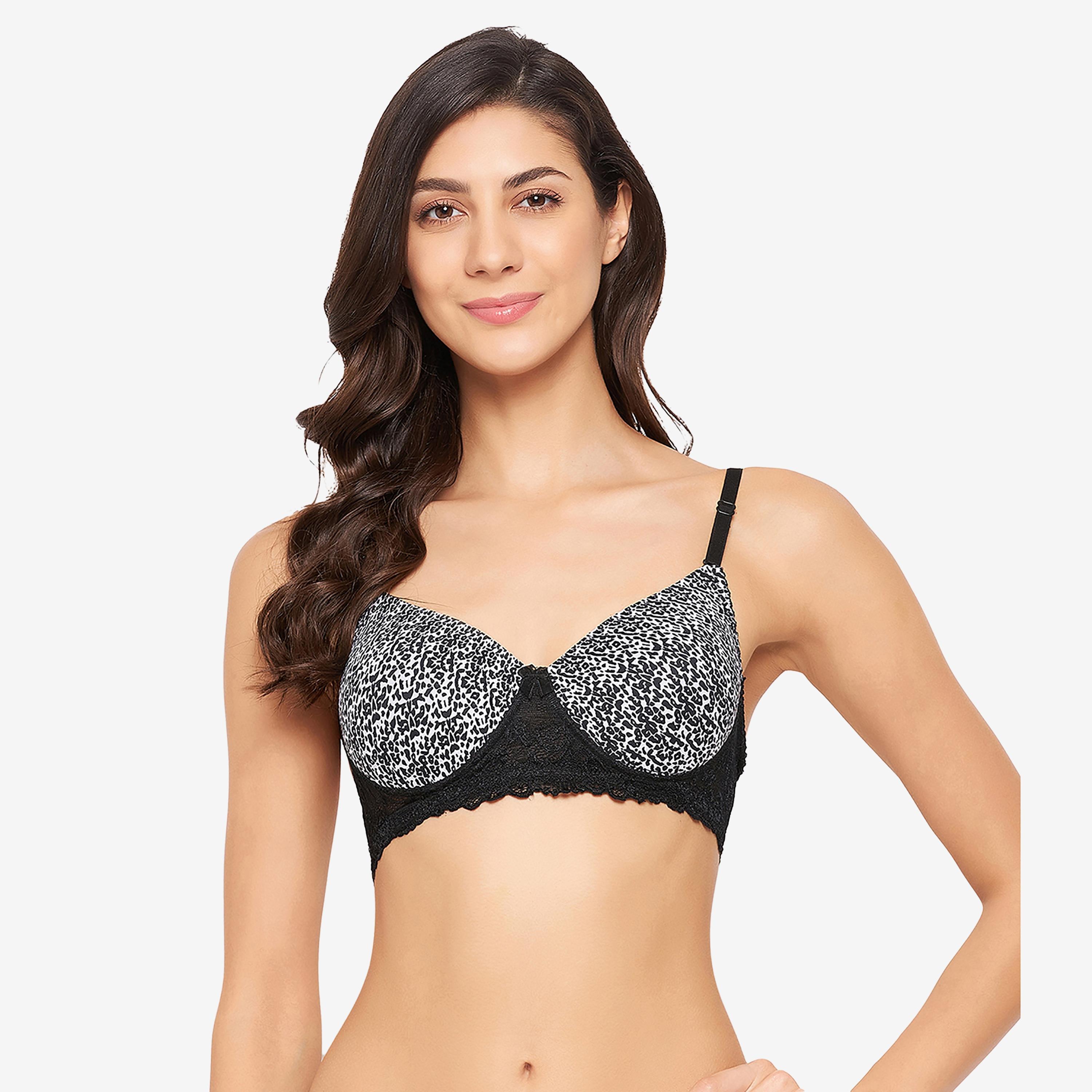 Clovia Padded Non-Wired Full Cup Animal Print Women's Multiway T-shirt Bra in White-women-clothing-lingerie-bras-image-1