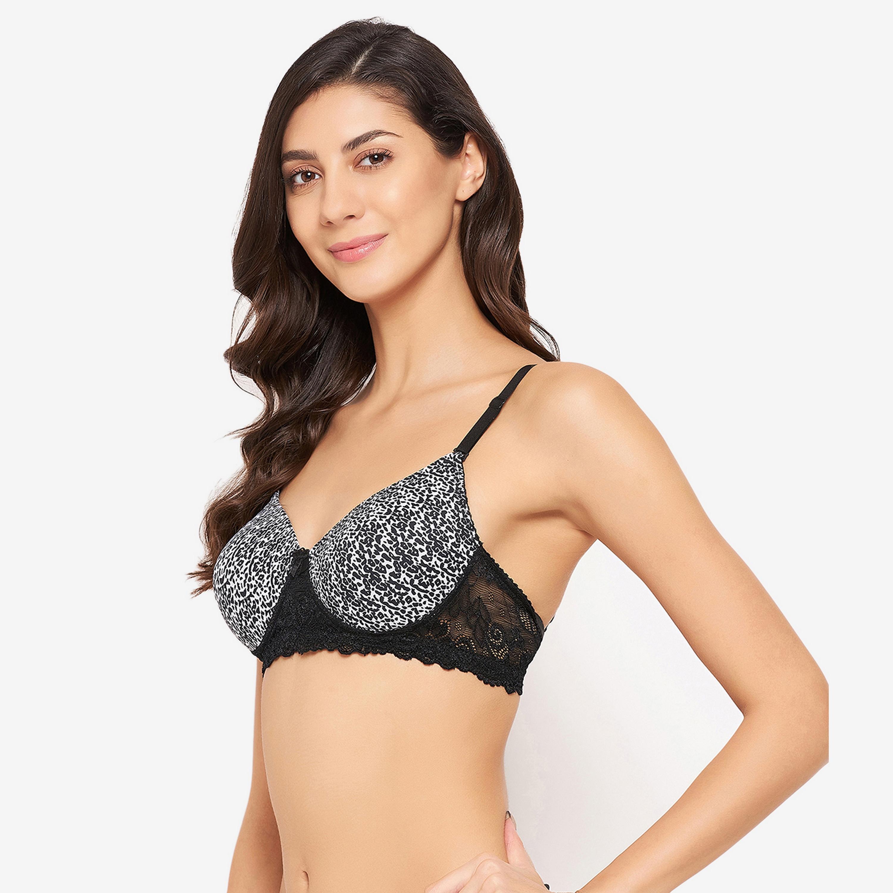 Clovia Padded Non-Wired Full Cup Animal Print Women's Multiway T-shirt Bra in White-women-clothing-lingerie-bras-image-2