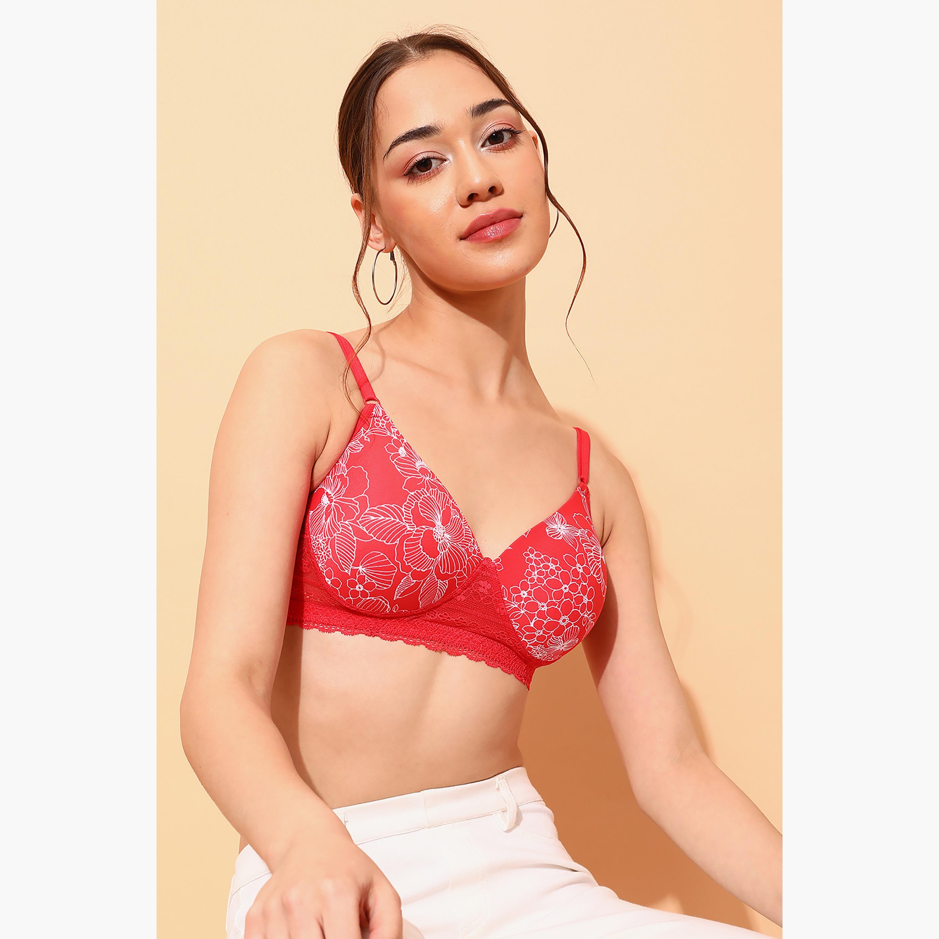 حمالة صدر ذات تي شيرت كوب كامل بمبطن غير سلكية وزھورة من كلوفيا-women-clothing-lingerie-bras-image-1