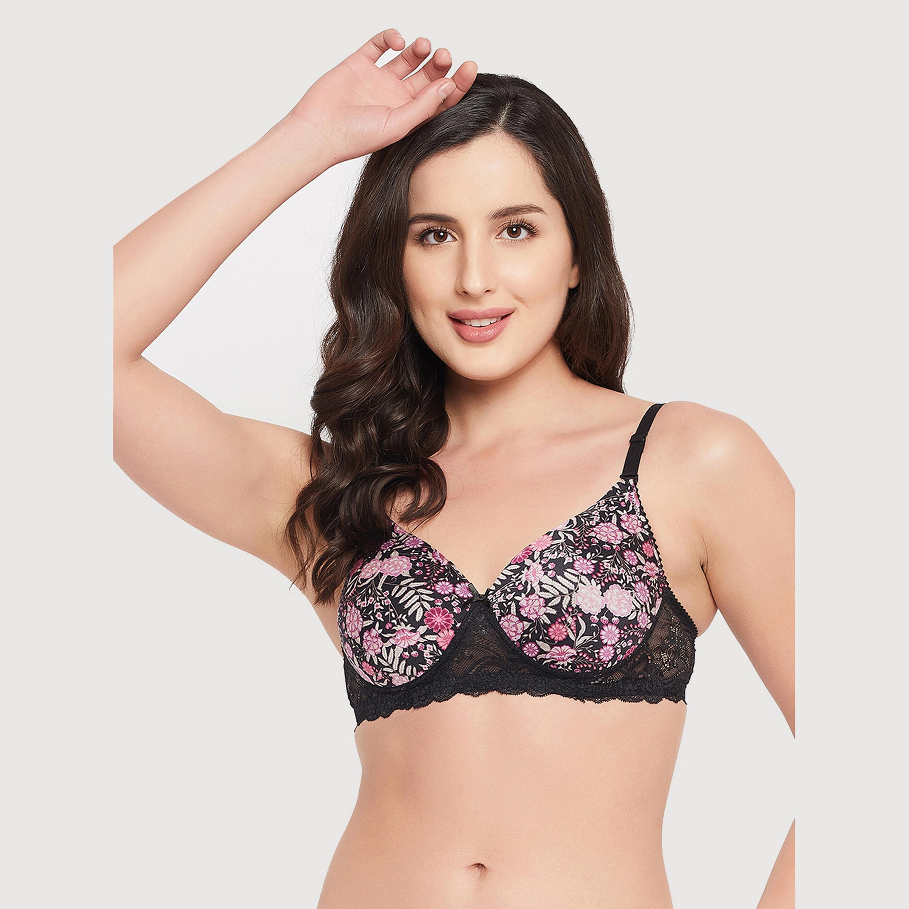 Clovia Padded Non-Wired Full Cup Floral Print Women's Multiway T-shirt Bra in Black-women-clothing-lingerie-bras-image-6