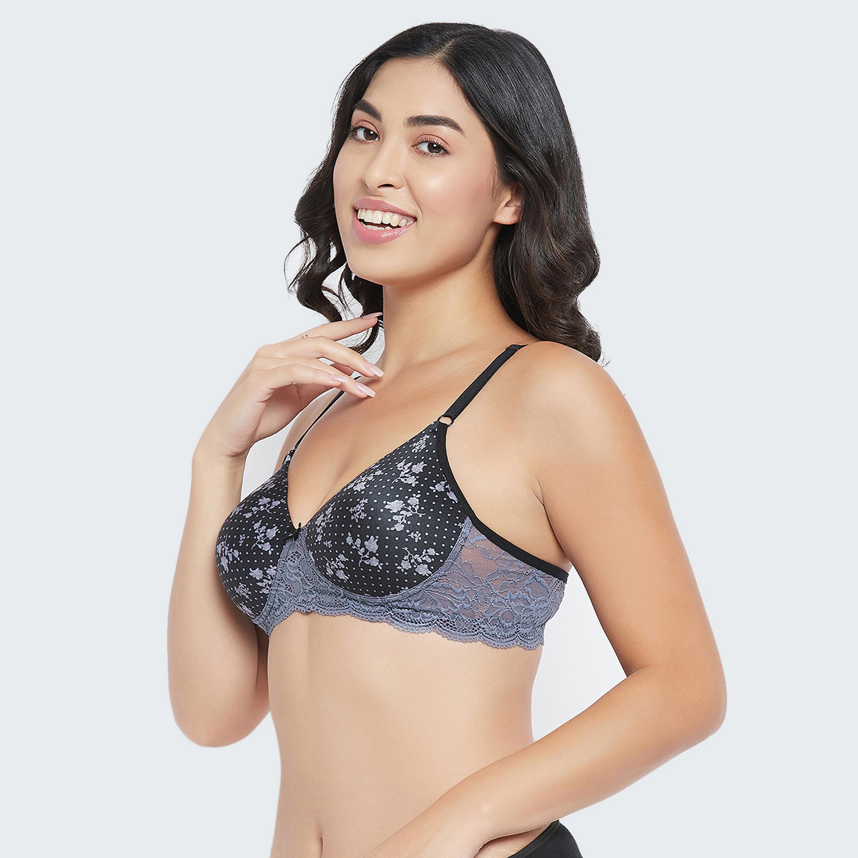 Clovia Padded Non-Wired Full Cup Printed Women's T-shirt Bra in Black - Lace-women-clothing-lingerie-bras-image-2