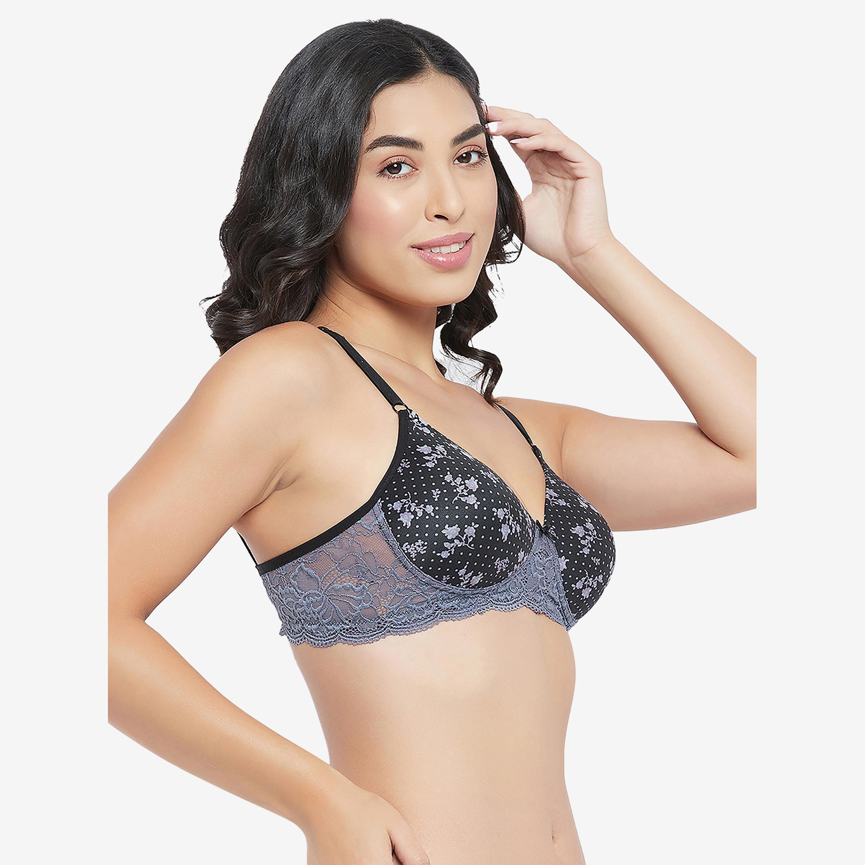 Clovia Padded Non-Wired Full Cup Printed Women's T-shirt Bra in Black - Lace-women-clothing-lingerie-bras-image-3
