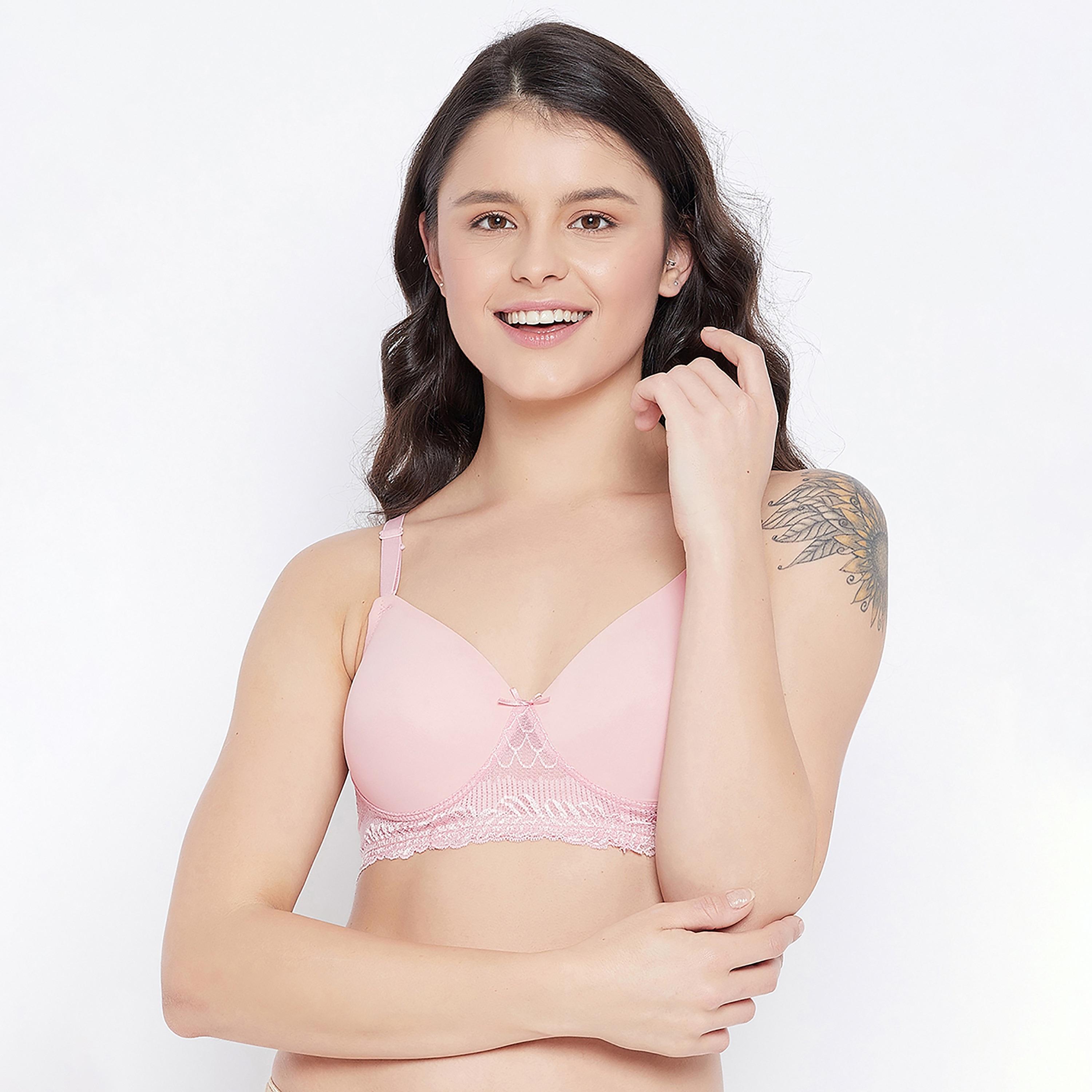 Clovia Padded Non-Wired Full Cup Women's Multiway T-shirt Bra in Baby Pink - Lace-women-clothing-lingerie-bras-image-1