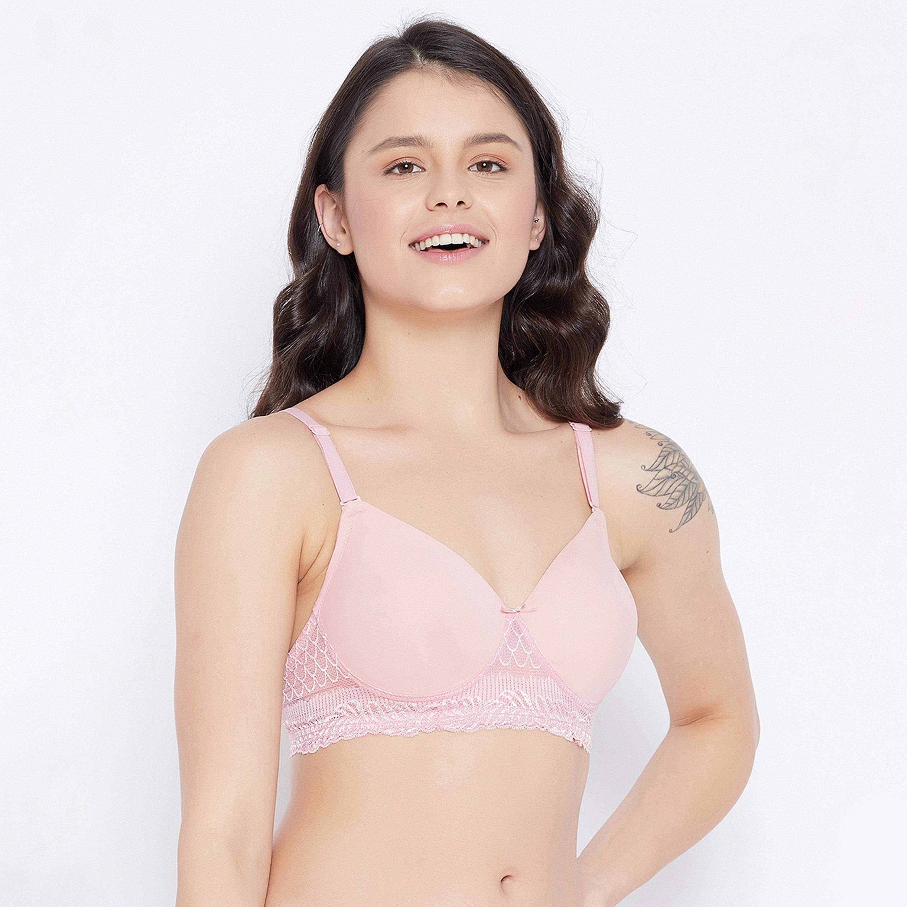 Clovia Padded Non-Wired Full Cup Women's Multiway T-shirt Bra in Baby Pink - Lace-women-clothing-lingerie-bras-image-3