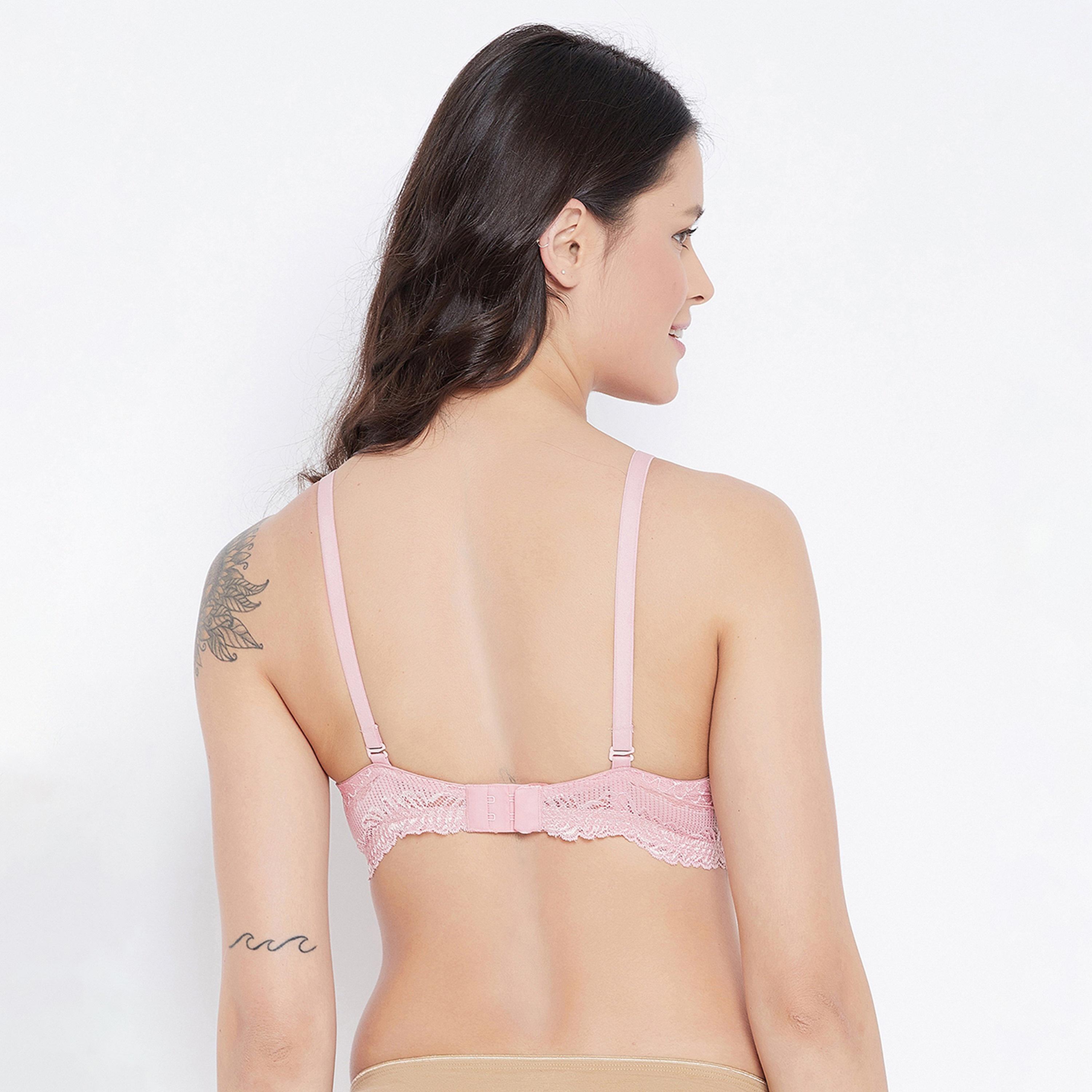 Clovia Padded Non-Wired Full Cup Women's Multiway T-shirt Bra in Baby Pink - Lace-women-clothing-lingerie-bras-image-4
