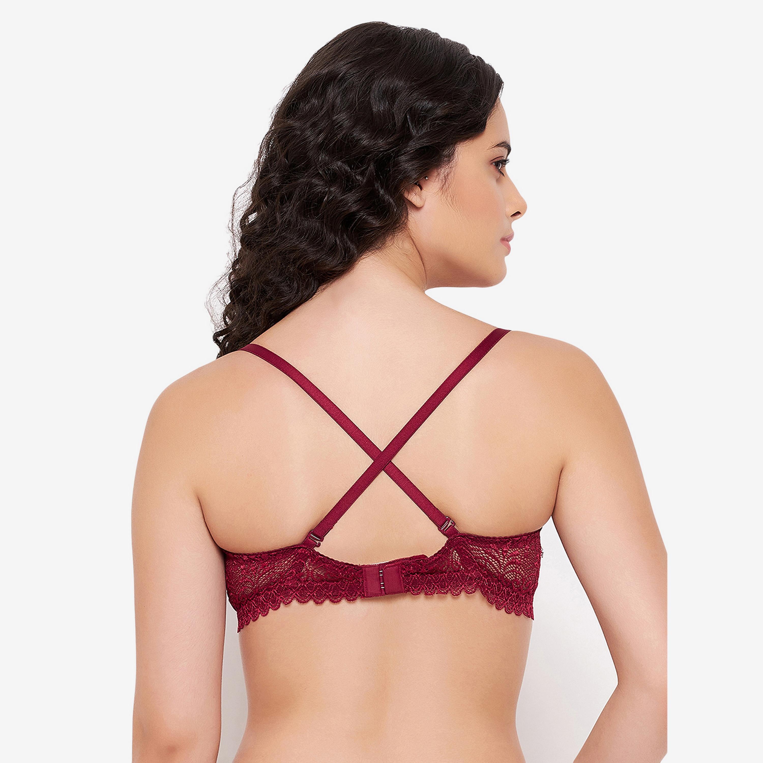 Clovia Padded Non-Wired Full Cup Multiway Women's Bridal Bra in Maroon-women-clothing-lingerie-bras-image-4