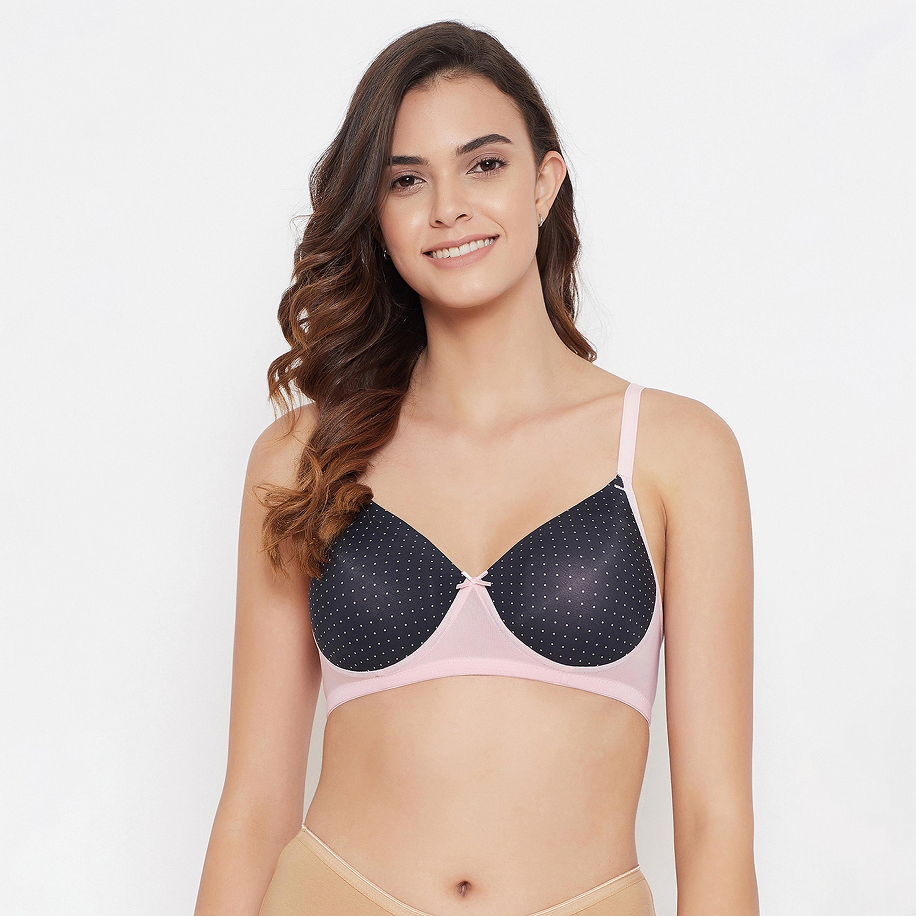 Clovia Padded Non-Wired Full Cup Polka Print Multiway Women's T-Shirt Bra in Navy-women-clothing-lingerie-bras-image-1