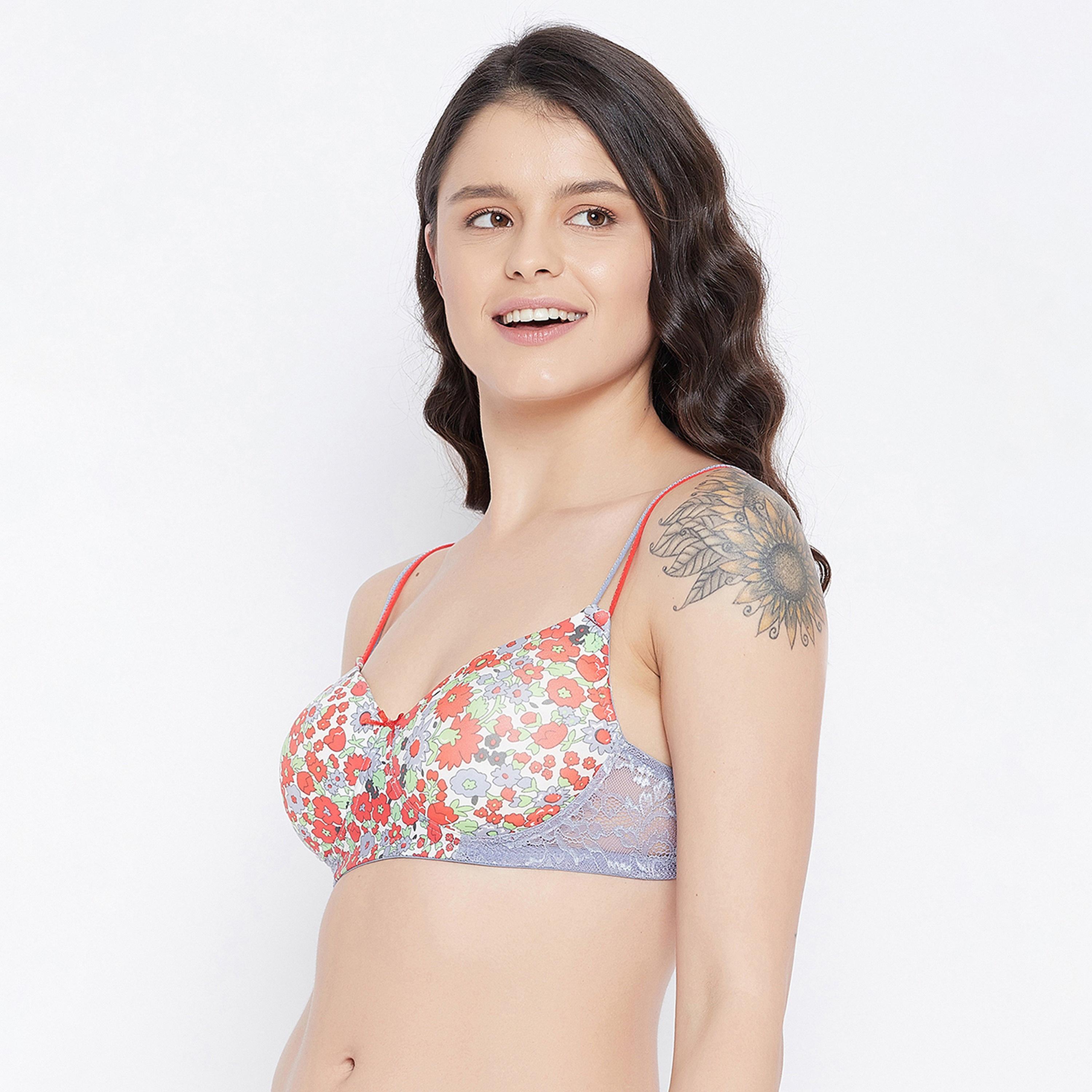 حمالة صدر تي شيرت نسائية مبطنة وغير سلكية بطبعة زهور كاملة الألوان من كلوفيا-women-clothing-lingerie-bras-image-2