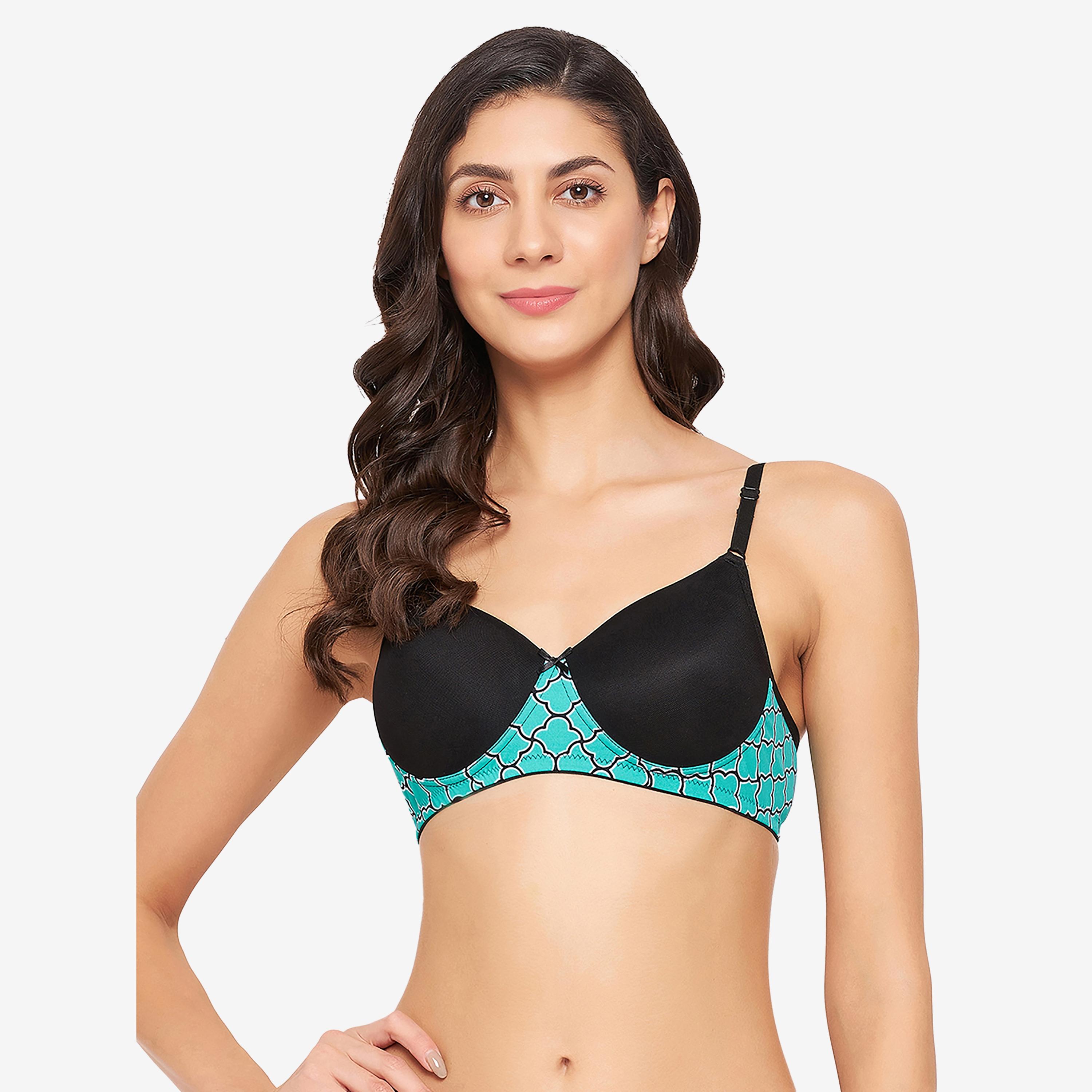 Clovia Padded Non-Wired Full Cup Women's T-Shirt Bra in Teal-women-clothing-lingerie-bras-image-1