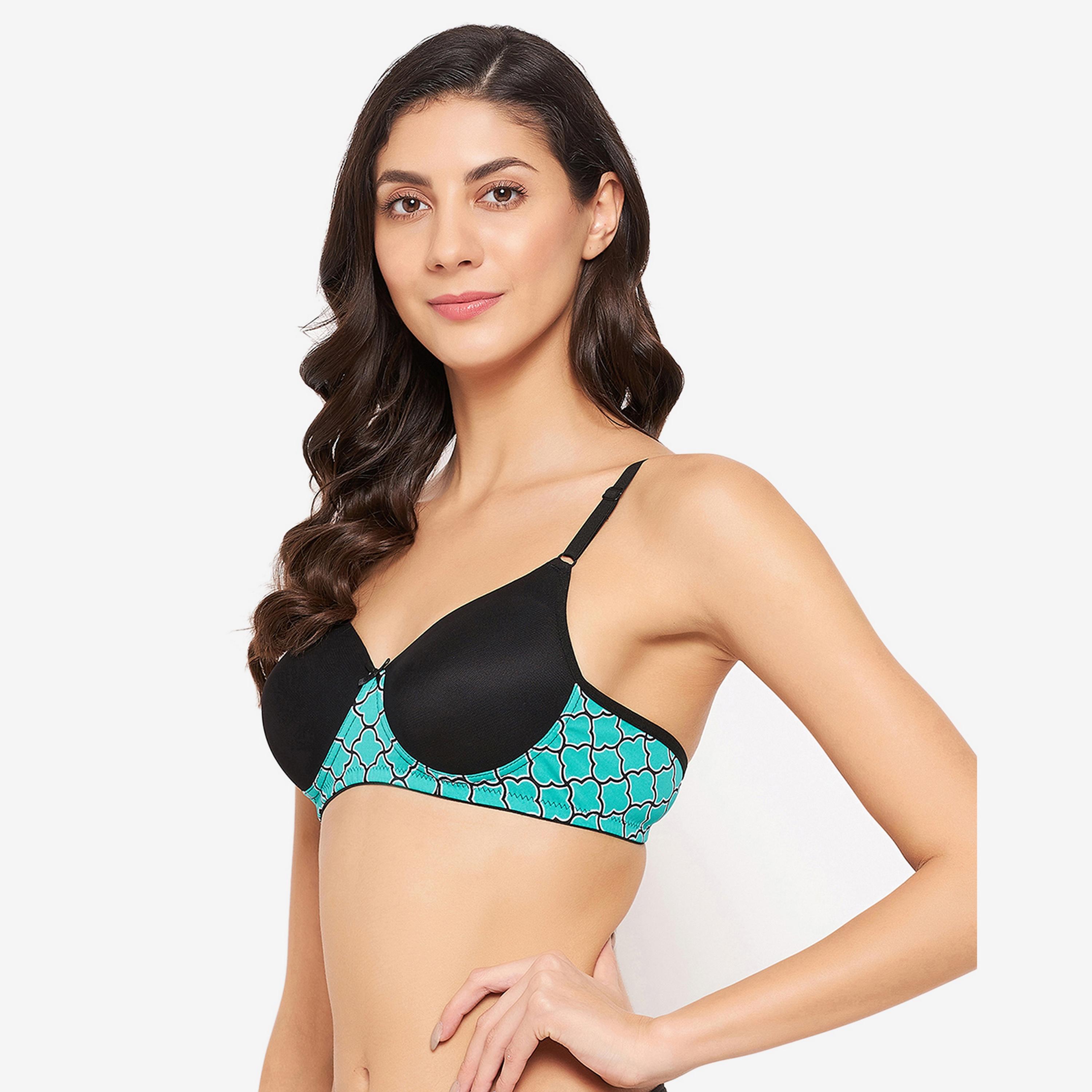 Clovia Padded Non-Wired Full Cup Women's T-Shirt Bra in Teal-women-clothing-lingerie-bras-image-2