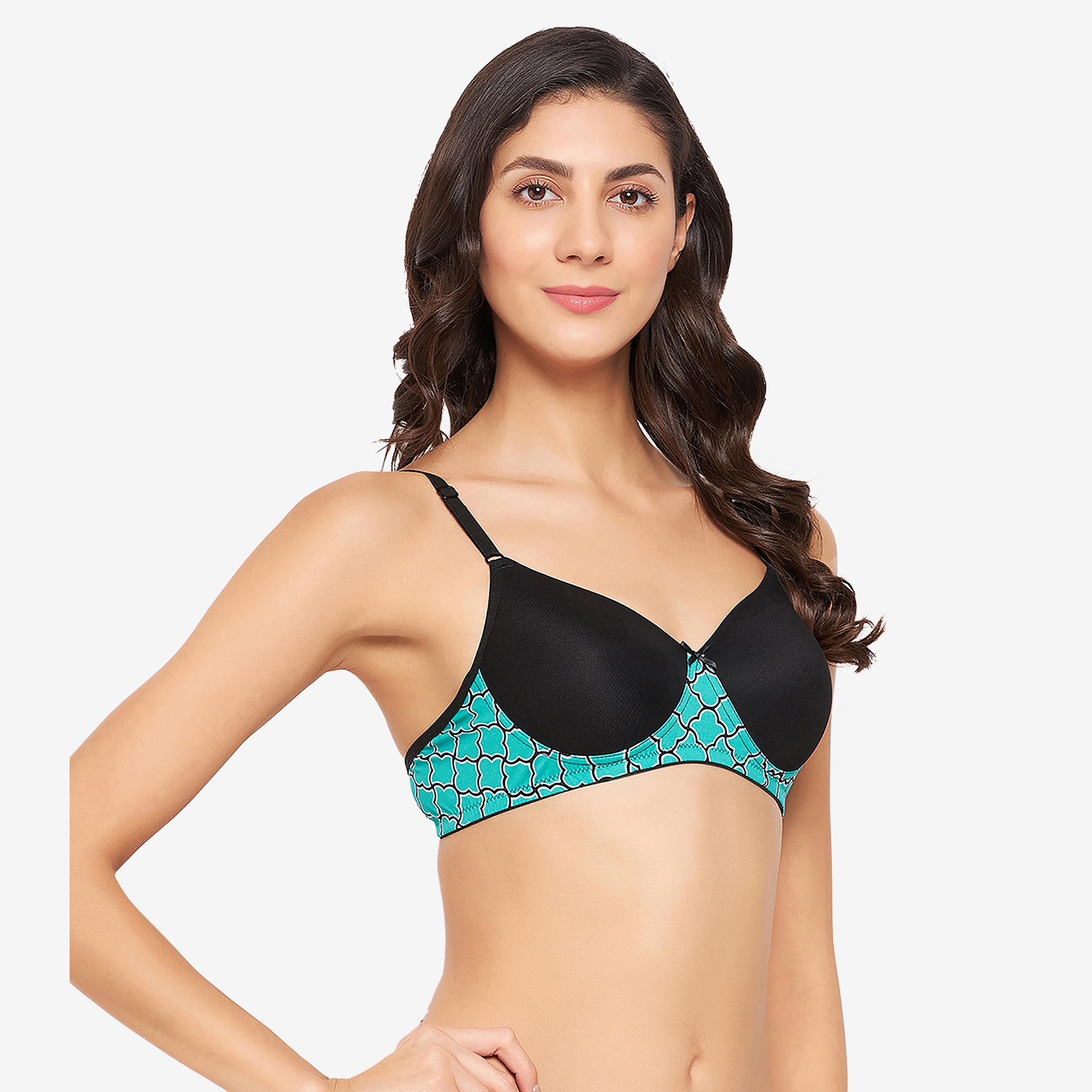Clovia Padded Non-Wired Full Cup Women's T-Shirt Bra in Teal-women-clothing-lingerie-bras-image-3