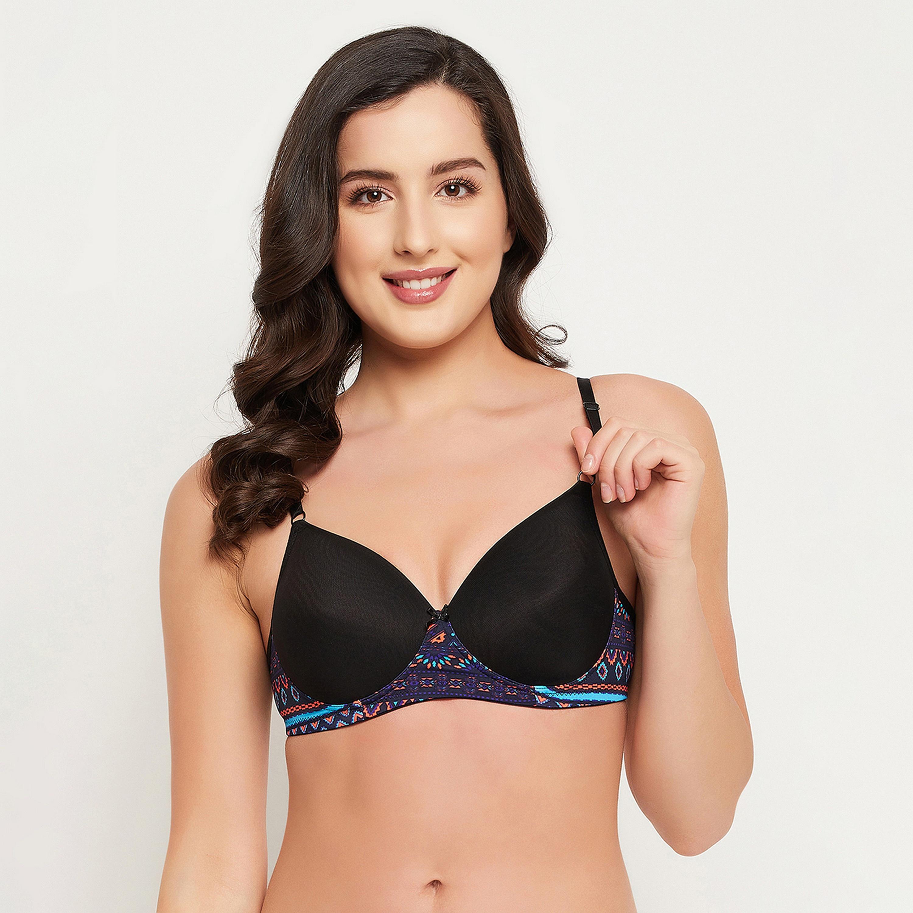 Clovia Padded Non-Wired Full Cup Women's T-Shirt Bra in Black-women-clothing-lingerie-bras-image-1