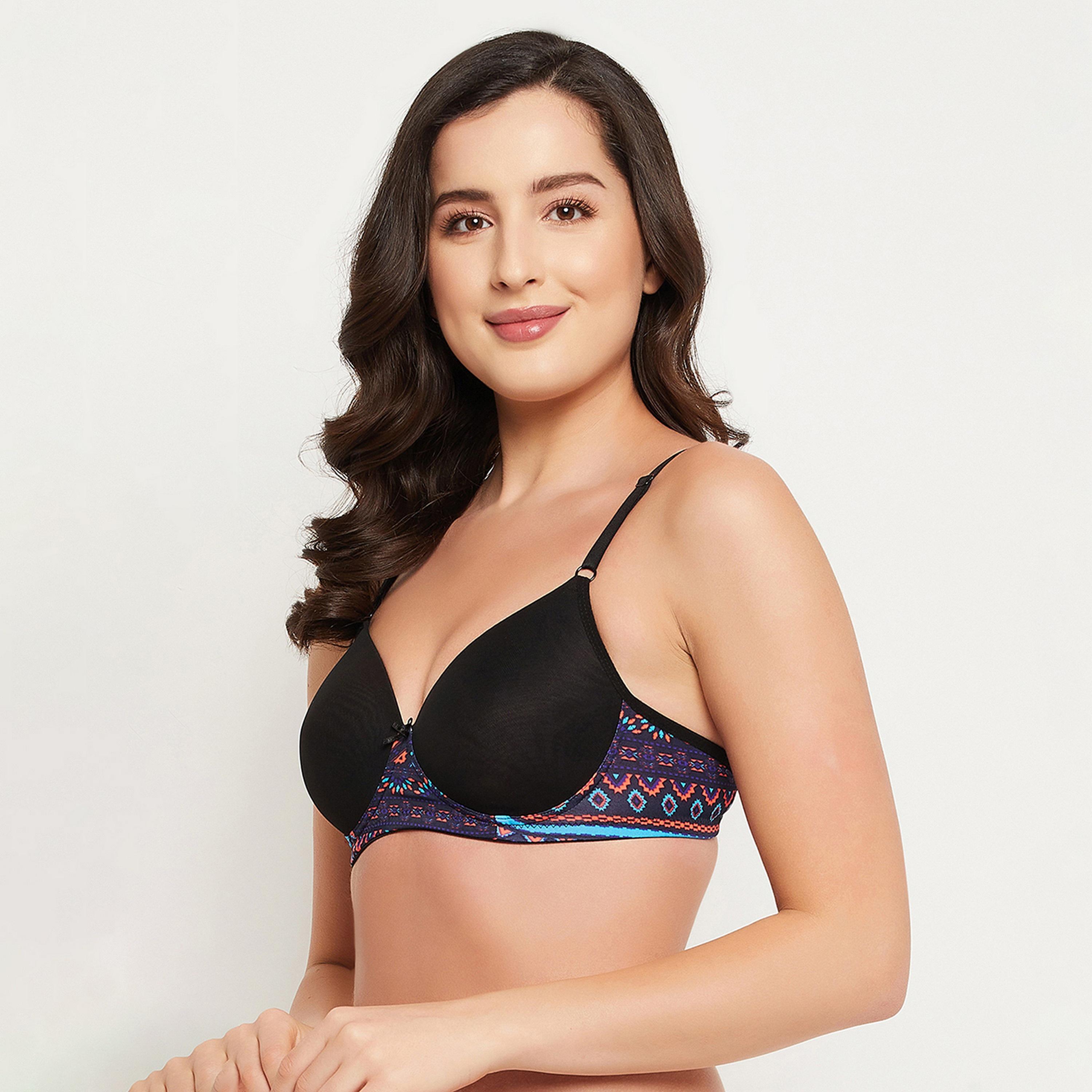 Clovia Padded Non-Wired Full Cup Women's T-Shirt Bra in Black-women-clothing-lingerie-bras-image-2