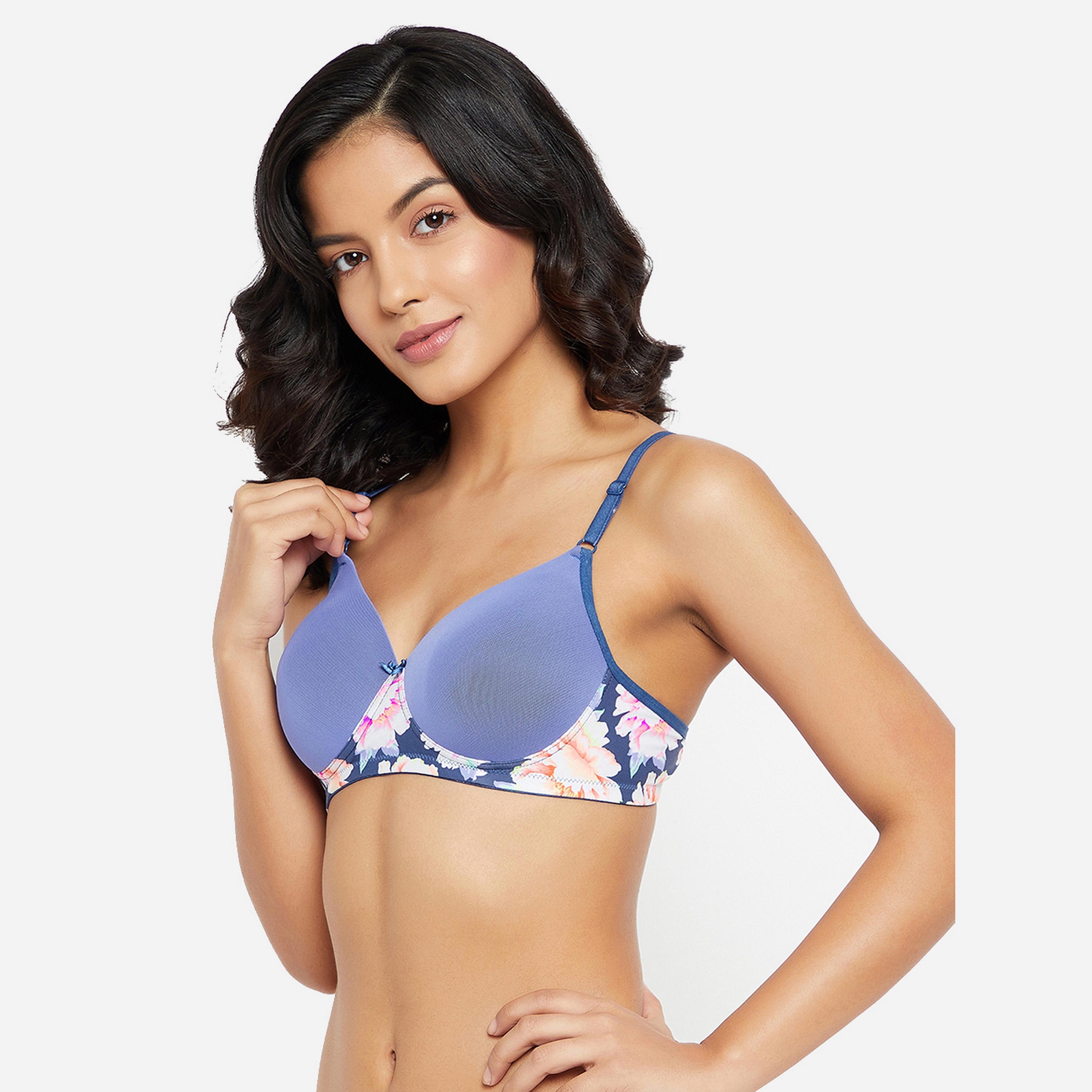 Clovia Padded Non-Wired Full Cup Women's T-Shirt Bra in Light Blue-women-clothing-lingerie-bras-image-2