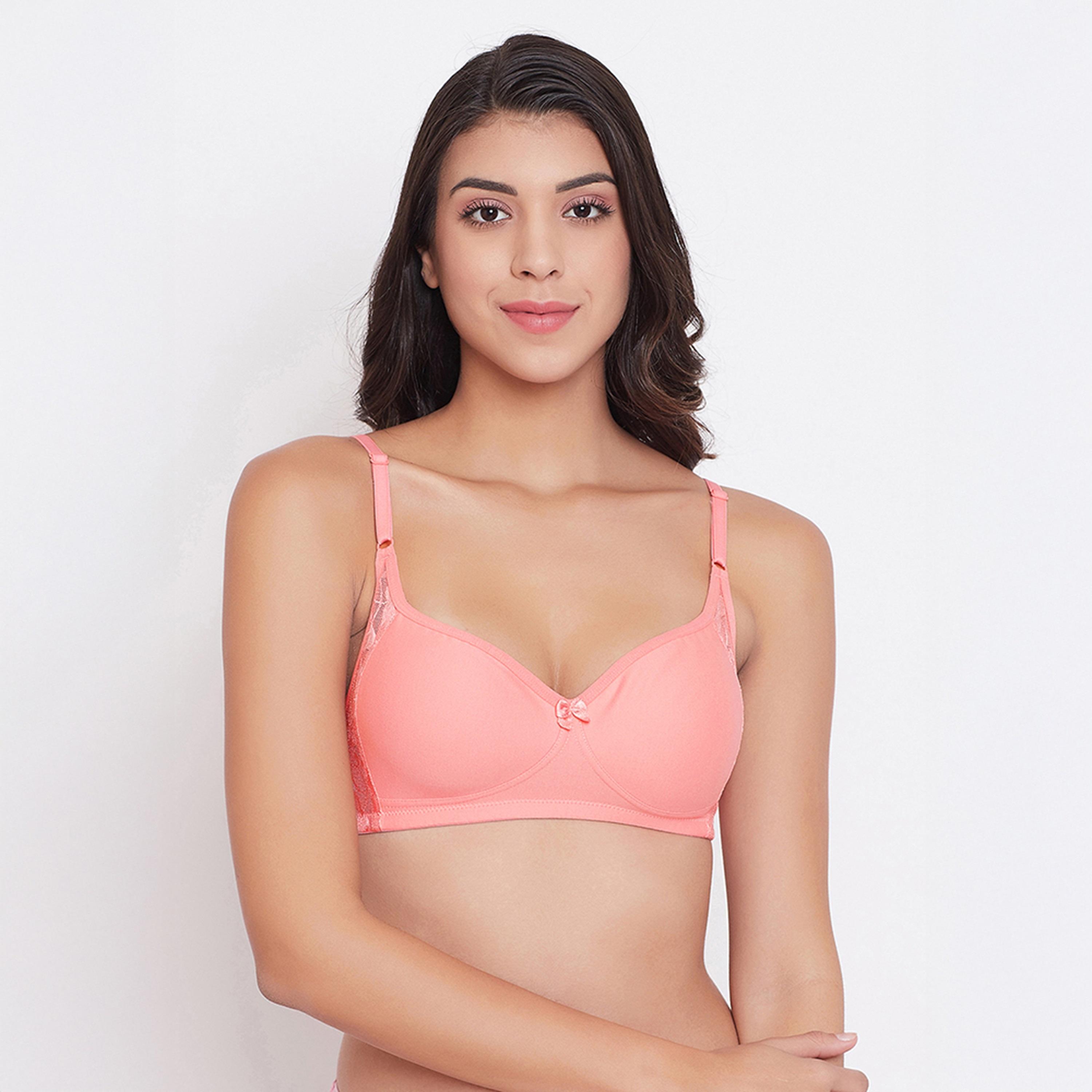 Clovia Non-Padded Non-Wired Full Coverage Women's T-Shirt Bra in Peach Pink - Cotton-women-clothing-lingerie-bras-image-1
