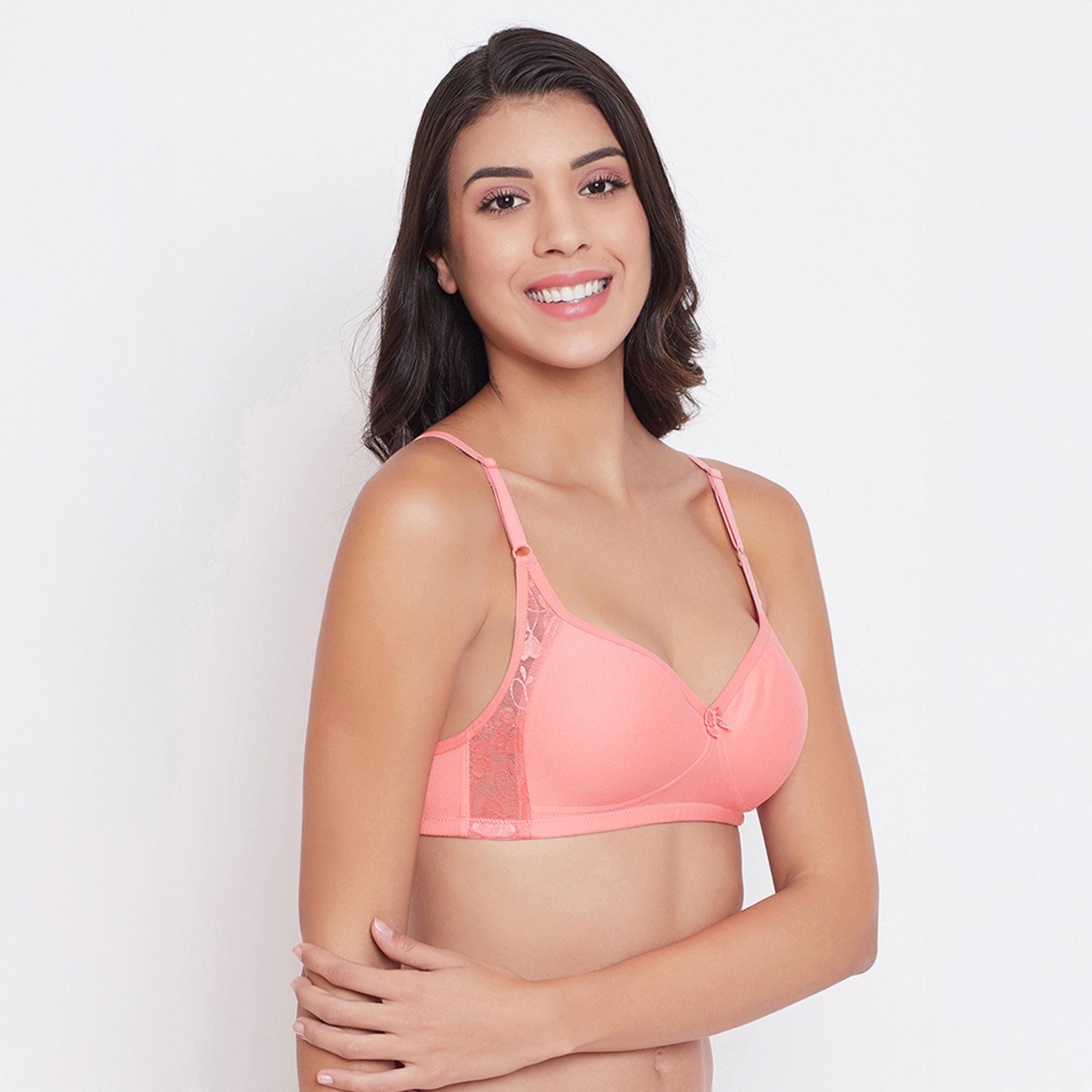 Clovia Non-Padded Non-Wired Full Coverage Women's T-Shirt Bra in Peach Pink - Cotton-women-clothing-lingerie-bras-image-3