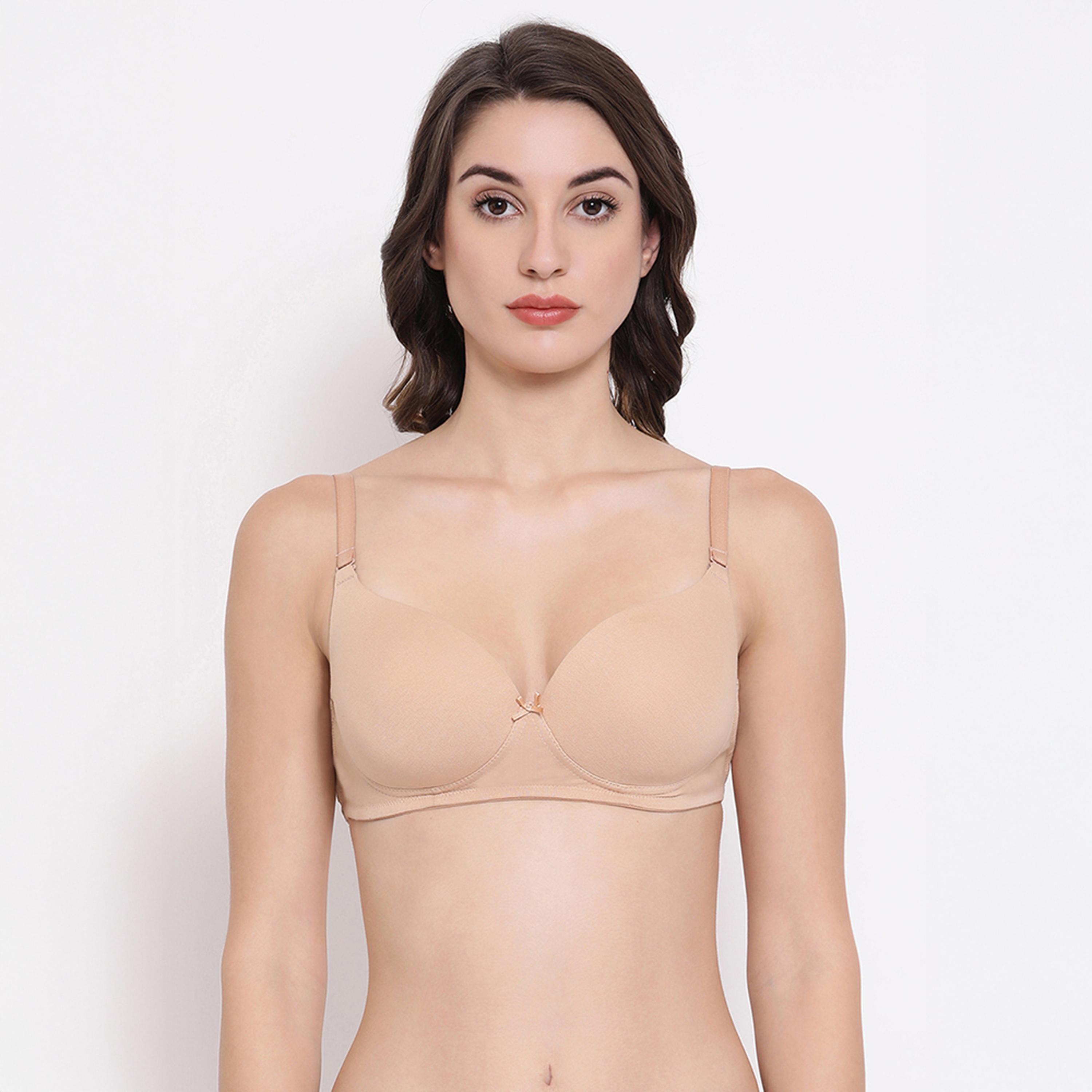 حمالة صدر تي شيرت إنفيسي مبطنة، بدون سلك، متعددة الارتداء وبدون ظهر - نود من كلوفيا-women-clothing-lingerie-bras-image-5