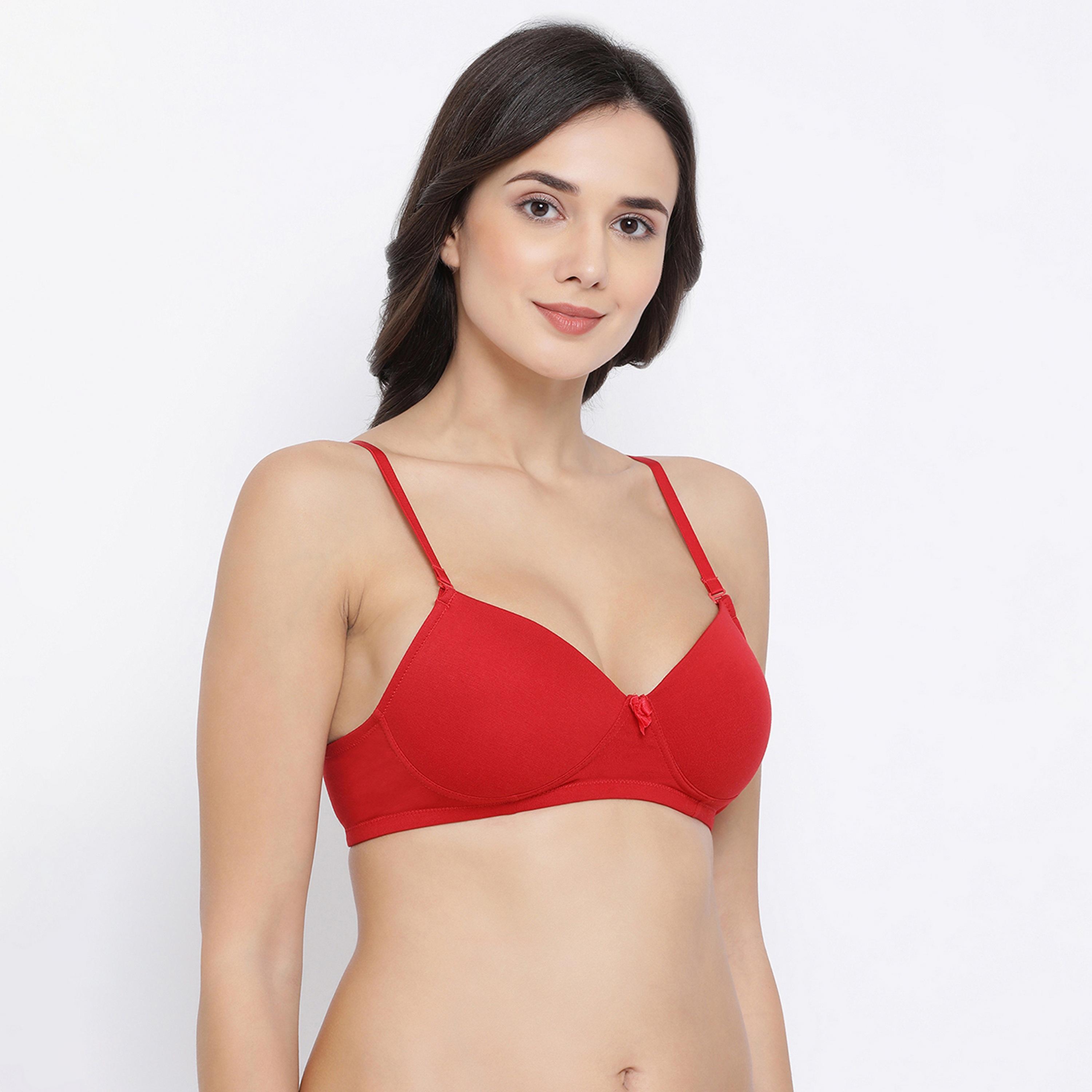 Clovia Padded Non-Wired Full Coverage Multiway Women's T-Shirt Bra in Red-women-clothing-lingerie-bras-image-2