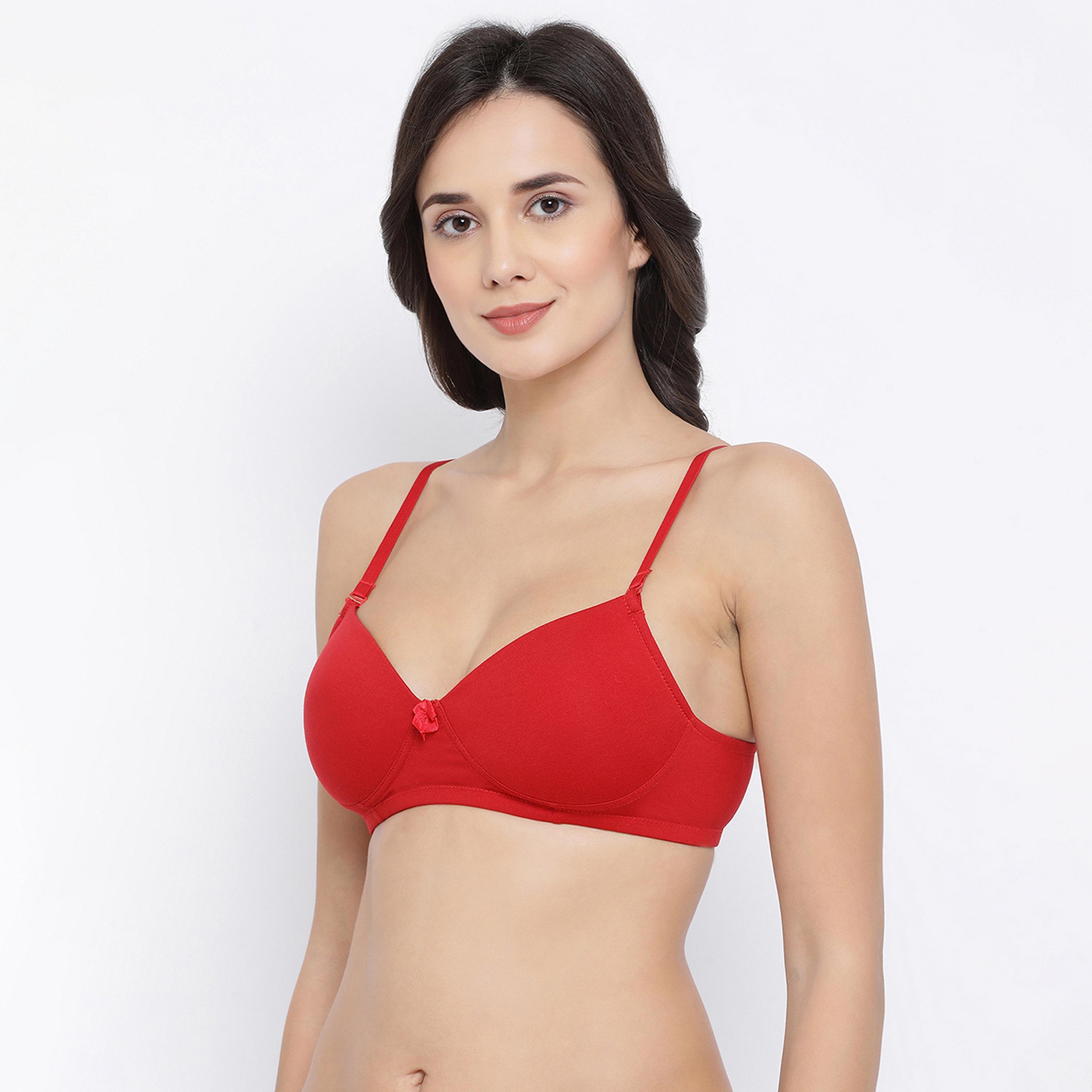 Clovia Padded Non-Wired Full Coverage Multiway Women's T-Shirt Bra in Red-women-clothing-lingerie-bras-image-3