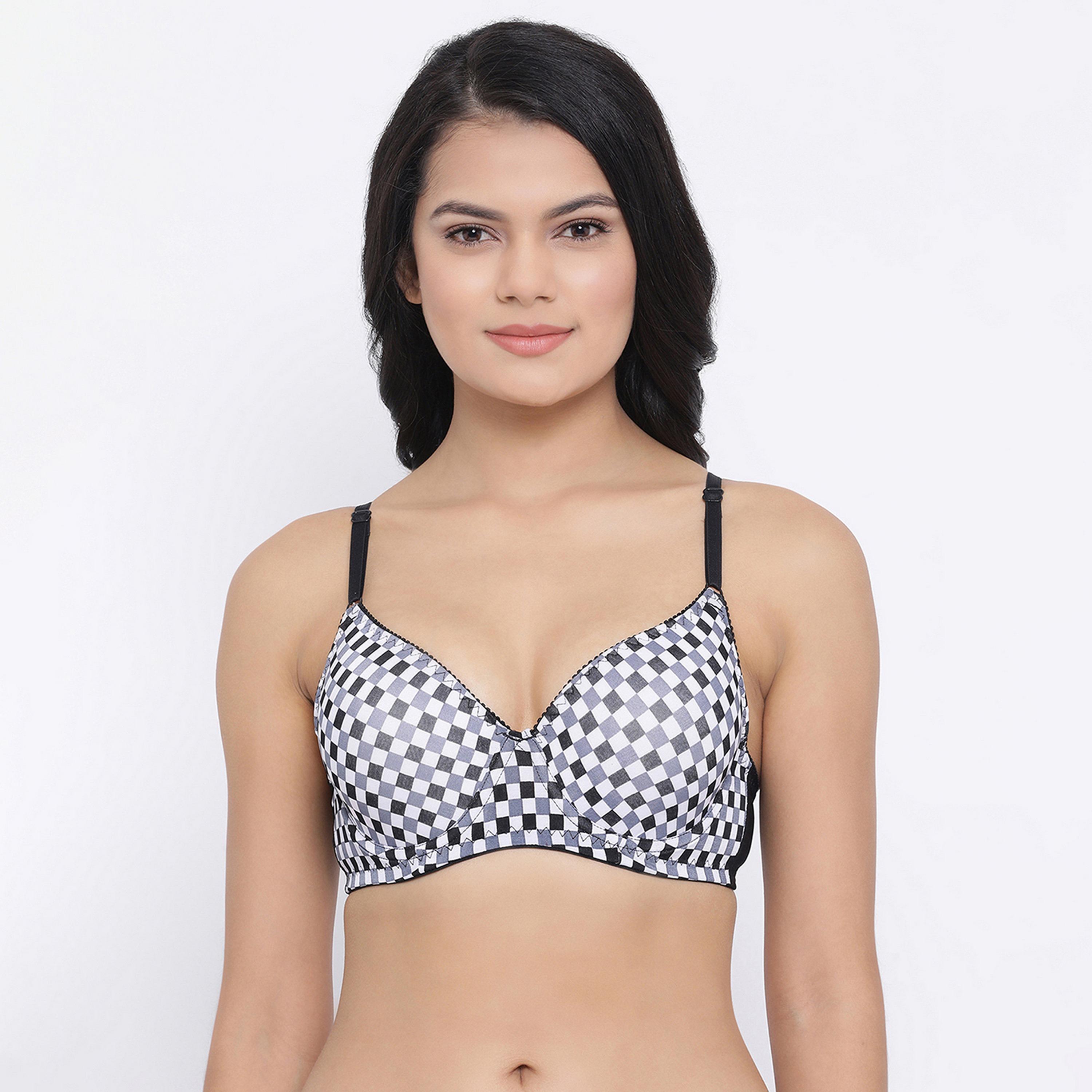 Clovia Padded Underwired Full Coverage Checkered Print Women's T-Shirt Bra in Multi Colour-women-clothing-lingerie-bras-image-1