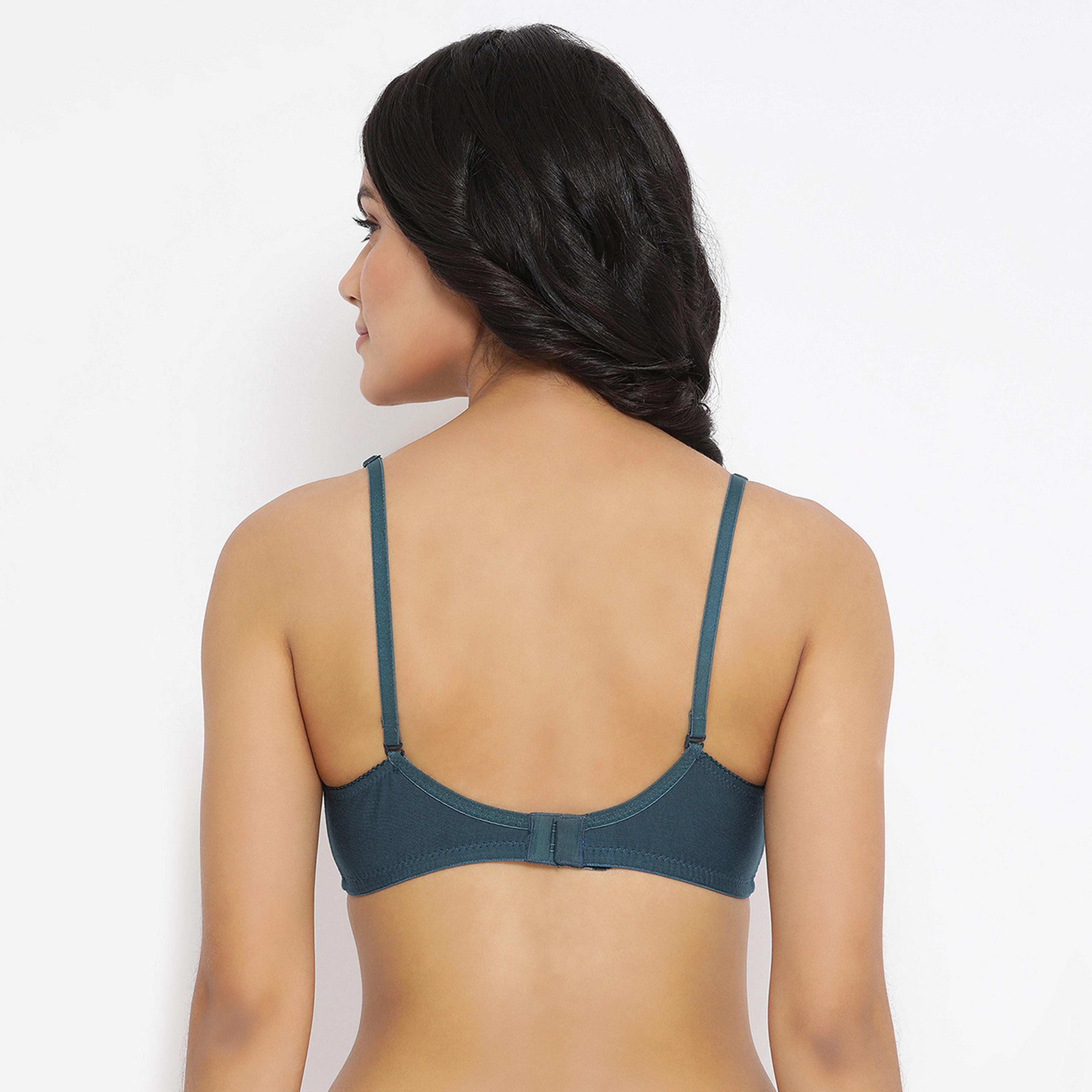 Clovia Non-Padded Non-Wired Full Coverage Women's Bra in Dark Green - Lace & Cotton-women-clothing-lingerie-bras-image-4