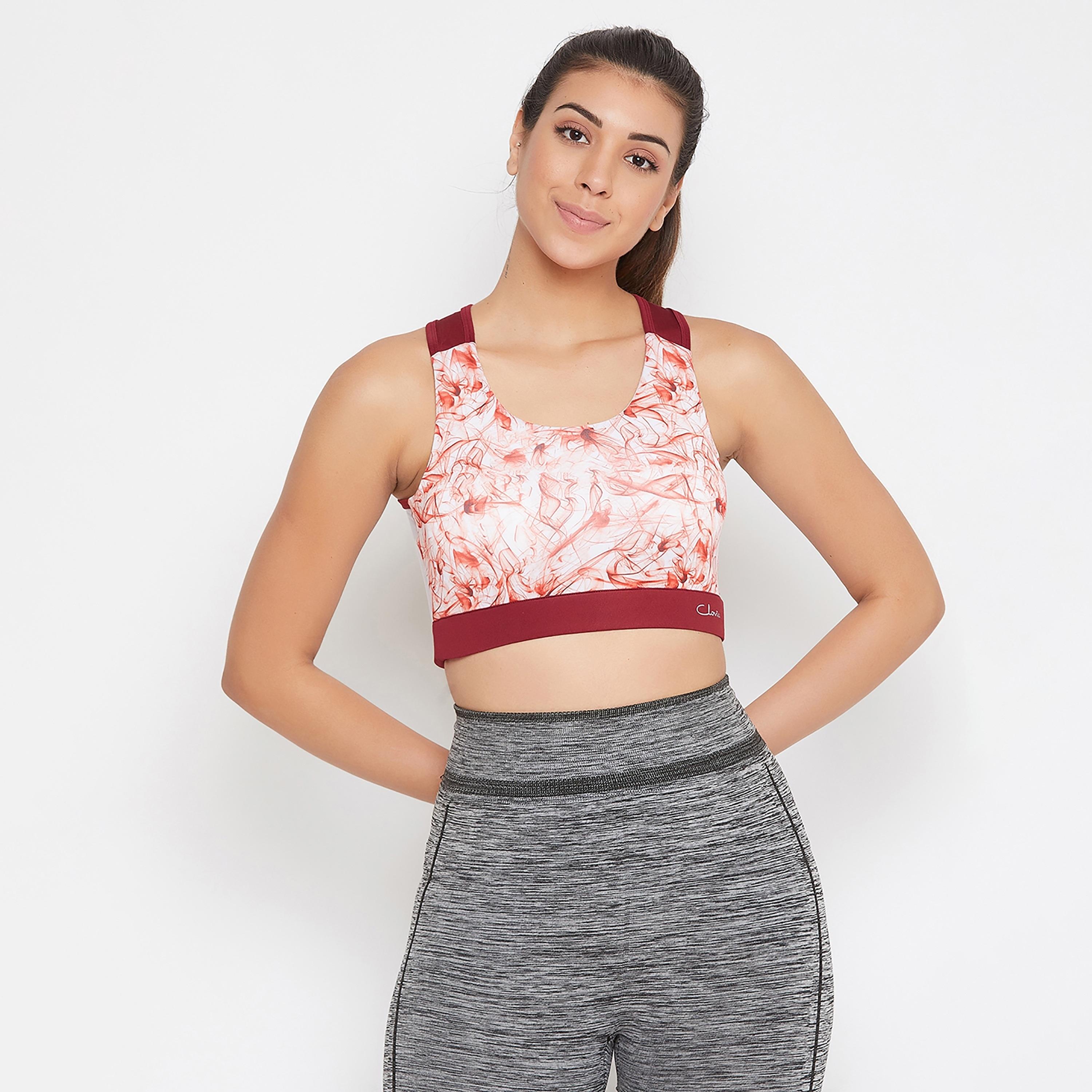 Clovia Printed Medium Impact Padded Non-Wired Sports Bra-sports-women-clothing-sportsbras-image-2