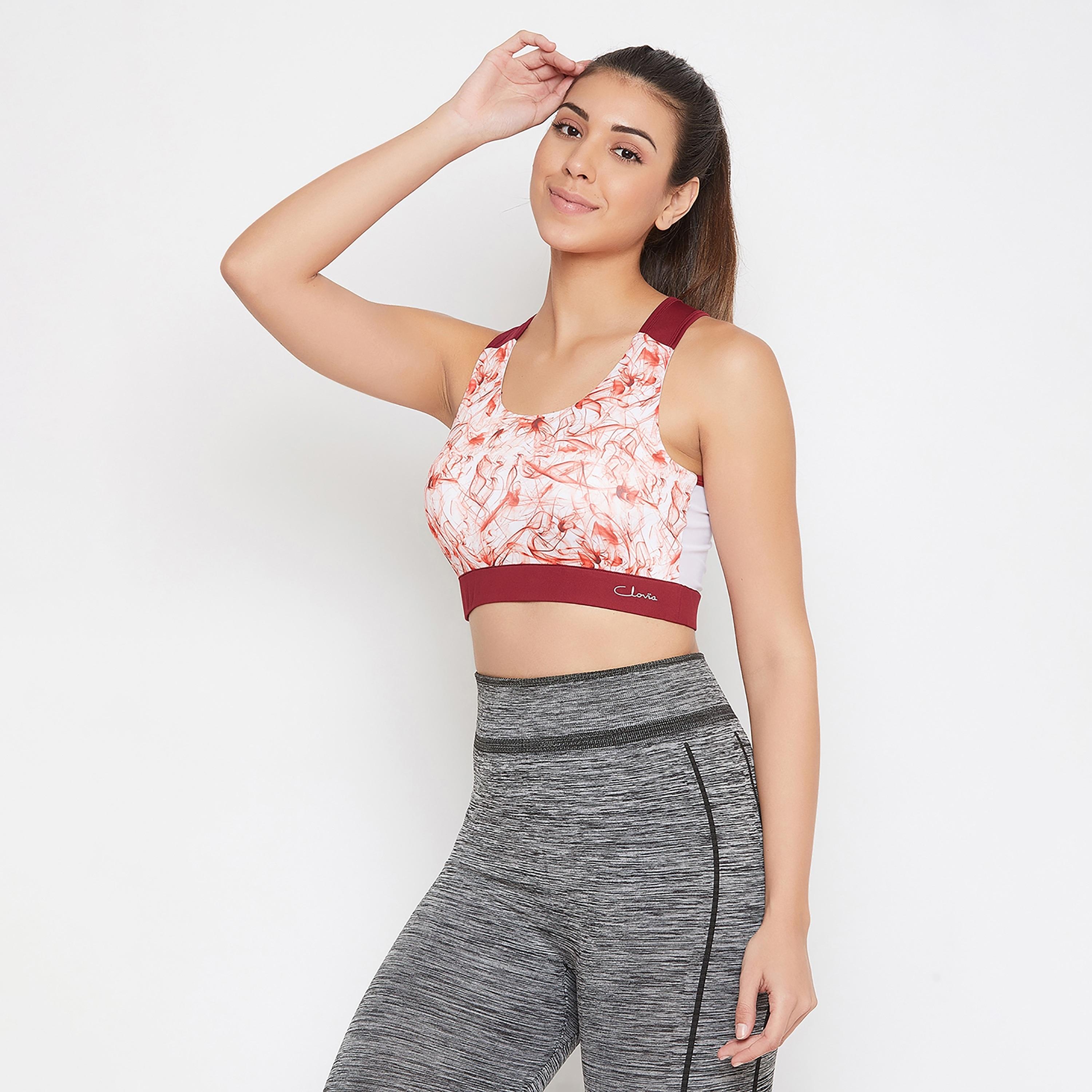 Clovia Printed Medium Impact Padded Non-Wired Sports Bra-sports-women-clothing-sportsbras-image-3