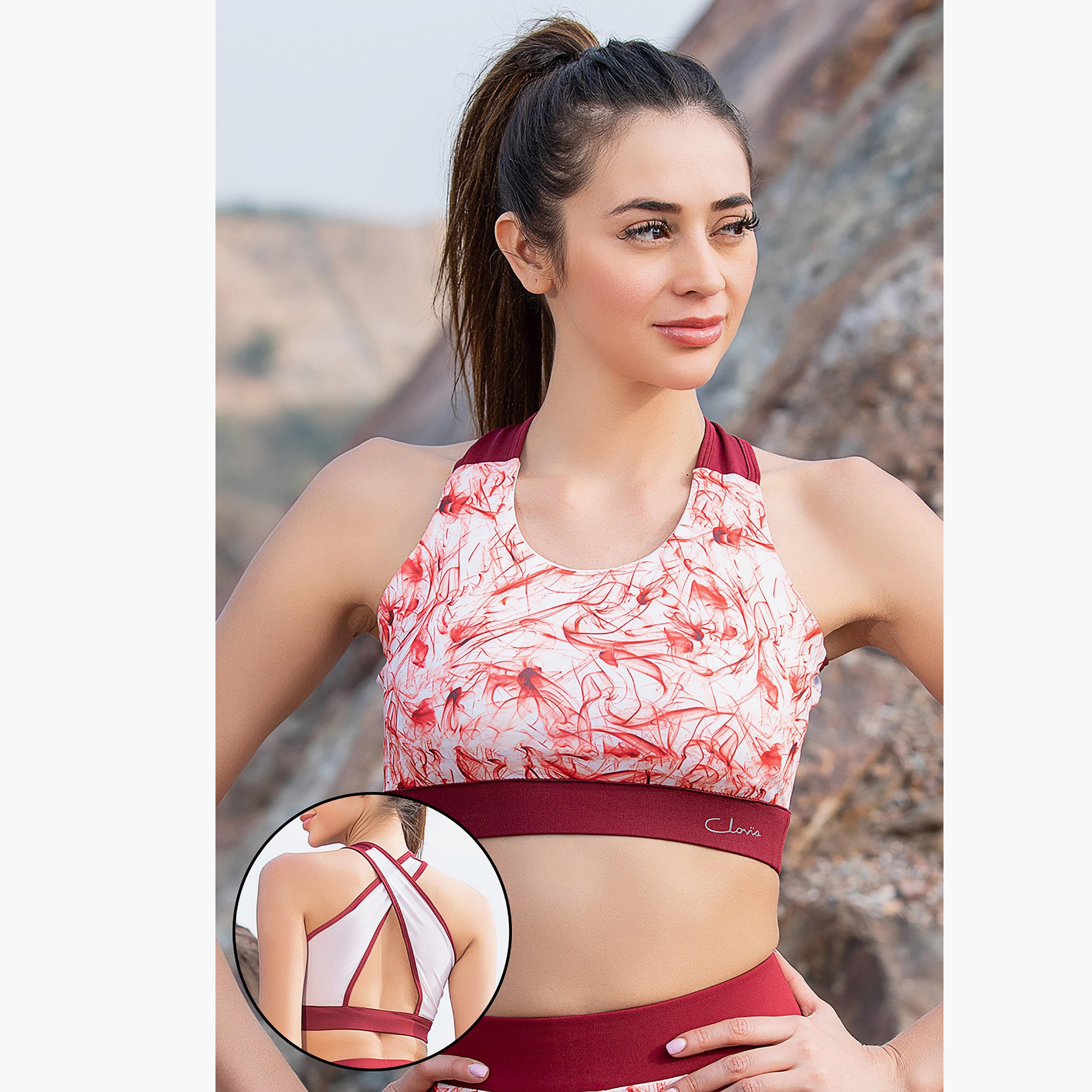 Clovia Printed Medium Impact Padded Non-Wired Sports Bra-sports-women-clothing-sportsbras-image-1