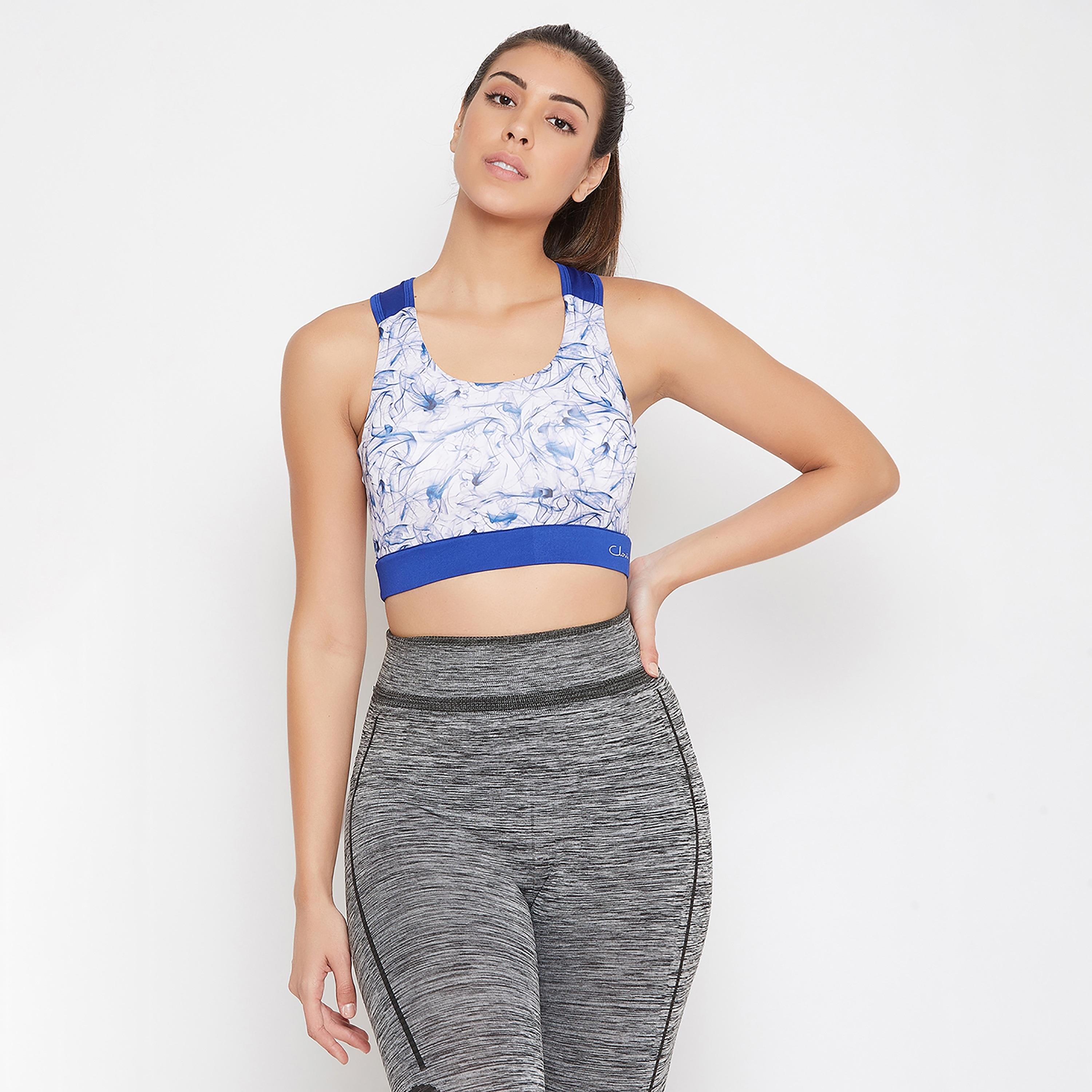 صدرية رياضية مبطنة غير سلكية متوسطة مع مطبوع من كلوفيا-women-clothing-sportswearandactivewear-sportsbras-image-2